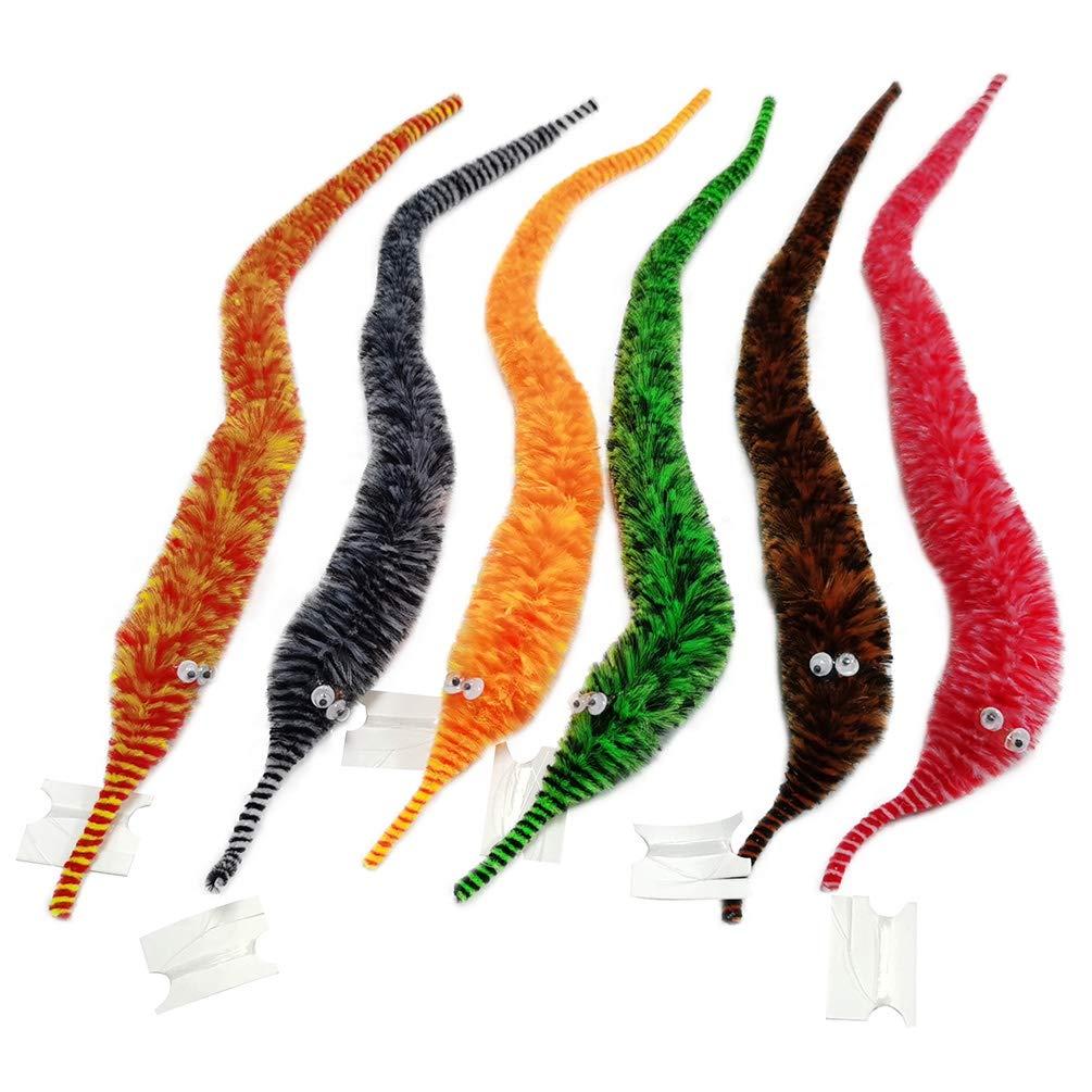 SHENGSEN SHENGSEN 12 Pieces Fuzzy Worm Toys String Pets Fuzzy Worms On String Bulk Trick Toy Party Favors for Kid Cat (12 Colors)