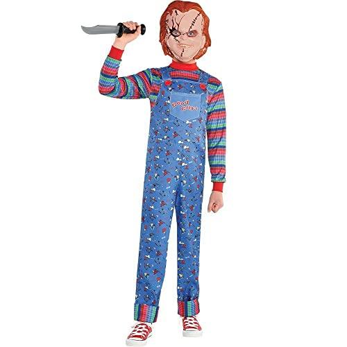 Party City Chucky Costume for Boys Childs Play Scary Halloween Costume with Jumpsuit Striped Shirt Costumes for Halloween Birthday Parties Themed Events