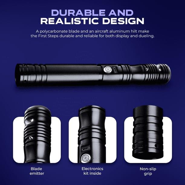 SaberX First Steps Lightsaber by SaberX: Duel-Ready, Color-Changing, 50w LED, Sound Effects, Aircraft Aluminum, Polycarbonate Blade, Ergonomic Handle, Ideal for Beginners & Enthusiasts, 92cm Xenopixel-Silver