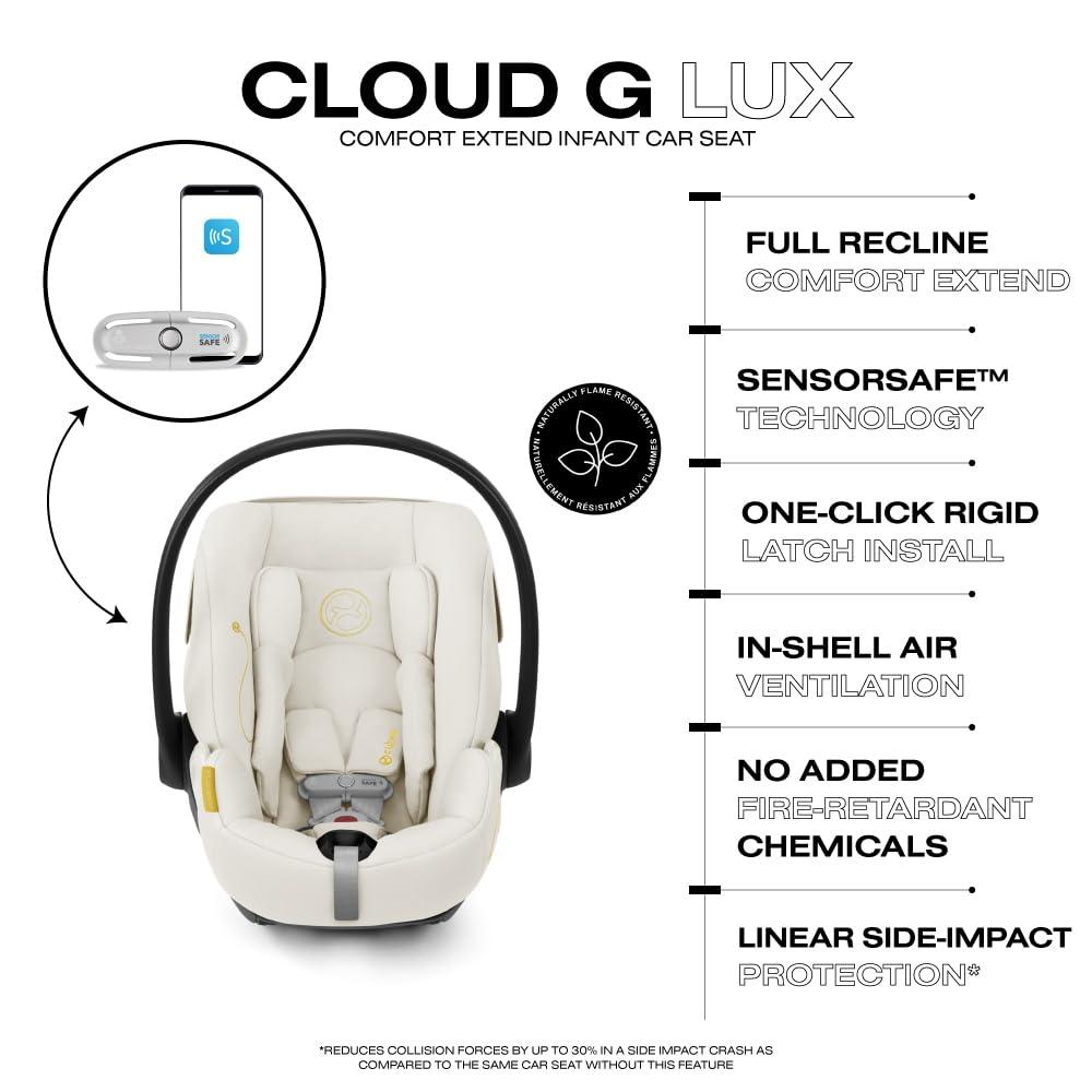 Cybex Cybex Cloud G Comfort Extend Infant Car Seat with Anti-Rebound Base, Linear Side Impact Protection, Latch Install, Ergonomic Full Recline, Extended Leg Rest