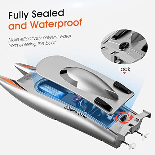 GoolRC GoolRC RC Boat, 2.4GHz Remote Control Boat 25KM/H High RC Speed Boat RC Jet Boat for Suitcase for Lakes & Pools Summer Toys for Adults Kids (Black)