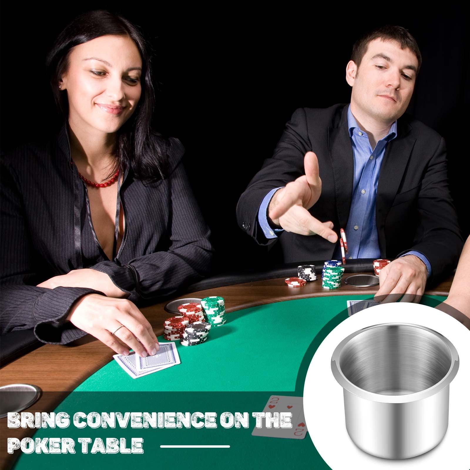 Tessco Tessco Poker Table Cup Holder Insert Stainless Steel Cup Holder Insert Cup Holder Table Poker Game Table Accessories for Desk Car Table Game Drink Cupholder Storage Replacement(15 Pcs)