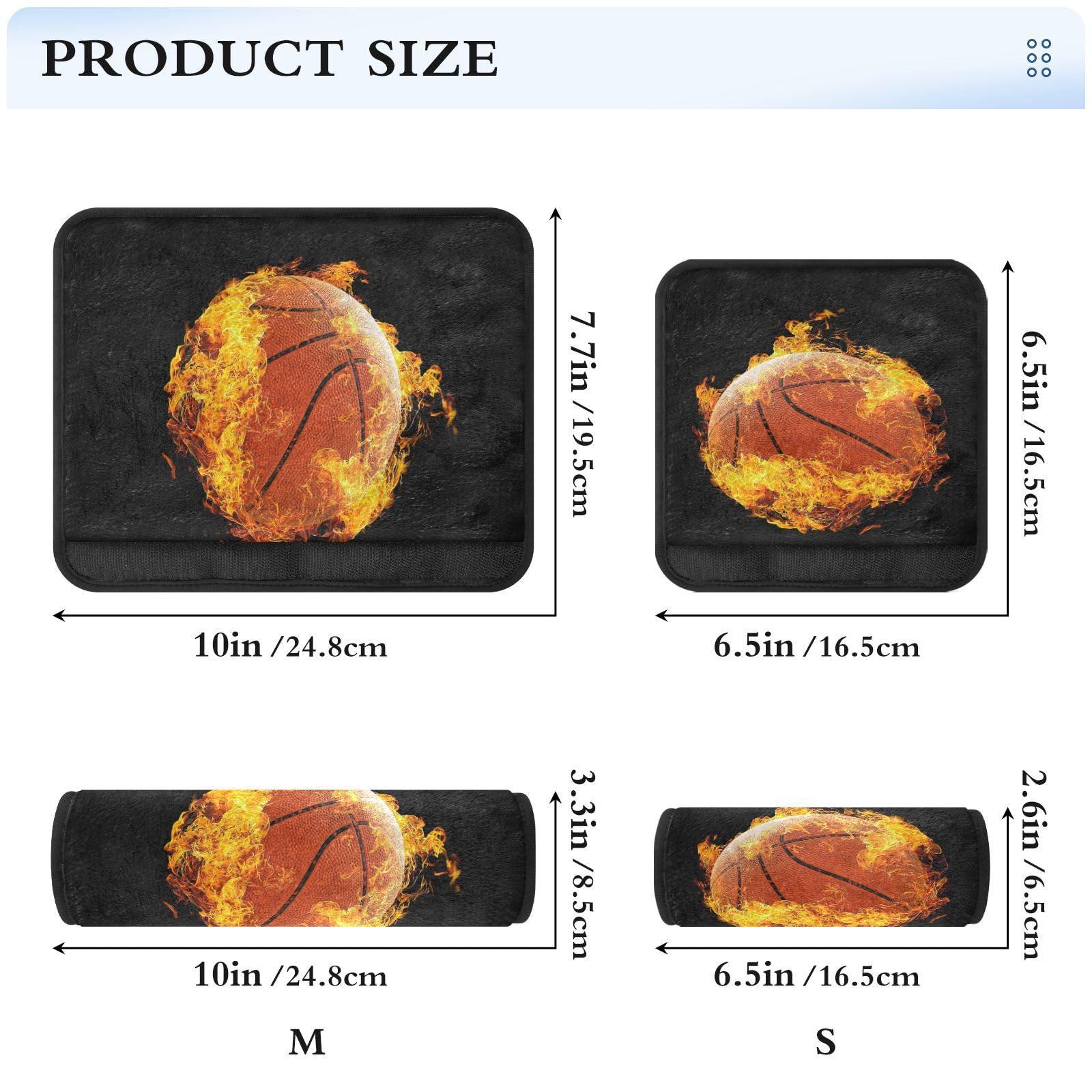 Dussdil Flame Basketball Ball Seat Belt Cover 2 Pack for Car Seat Strap Shoulder Seatbelt Covers Baby Kids Soft Car Seat Cover Pad Car Accessories for Boys Girls Adults Babies 6.5 in