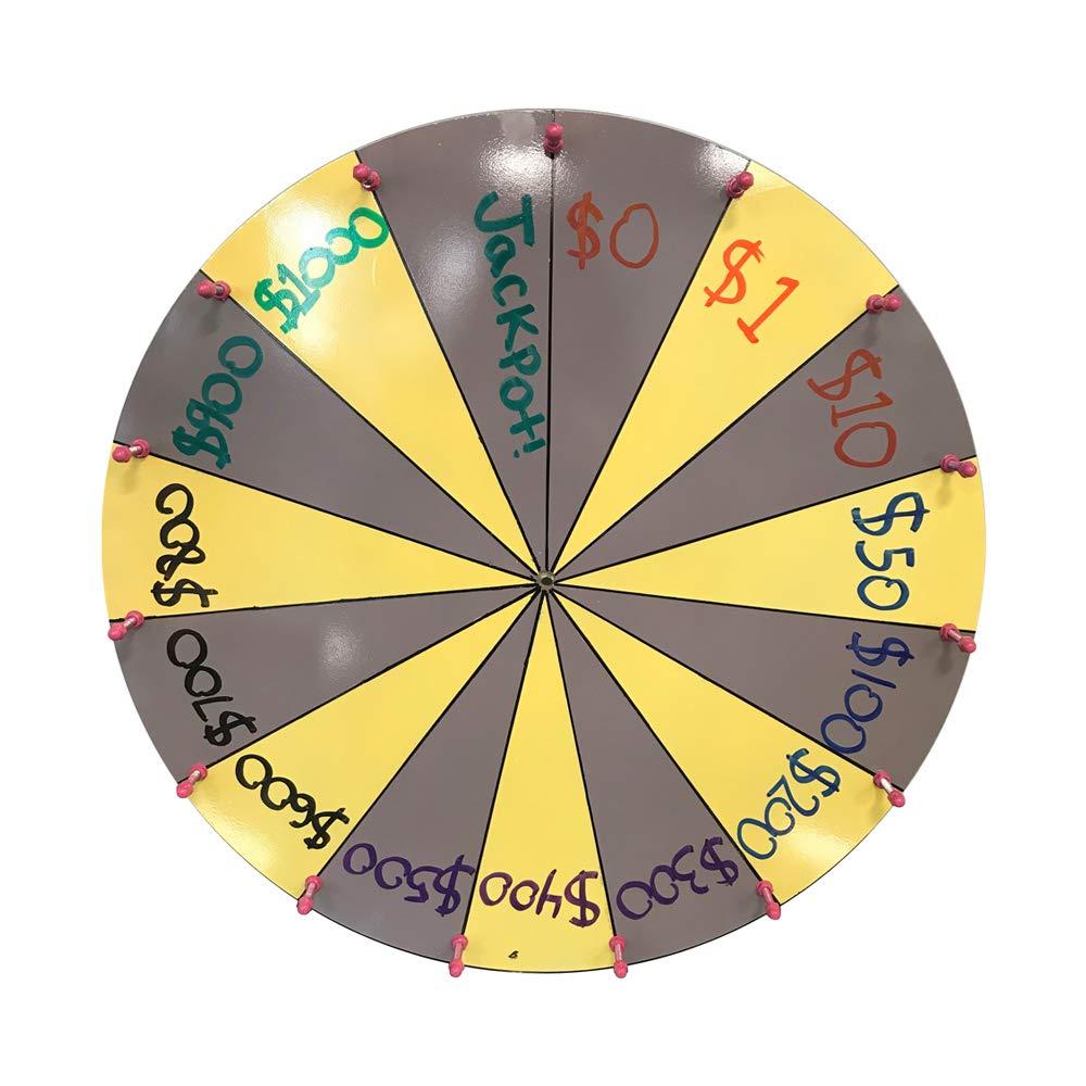 WoodWell WoodWell 24 Inch Tabletop Spinning Prize Wheel w/Wood Stand | Dry Erase | 15 Customizable Slots | Casino Games | Family Night | Classrooms | with Markers and Eraser