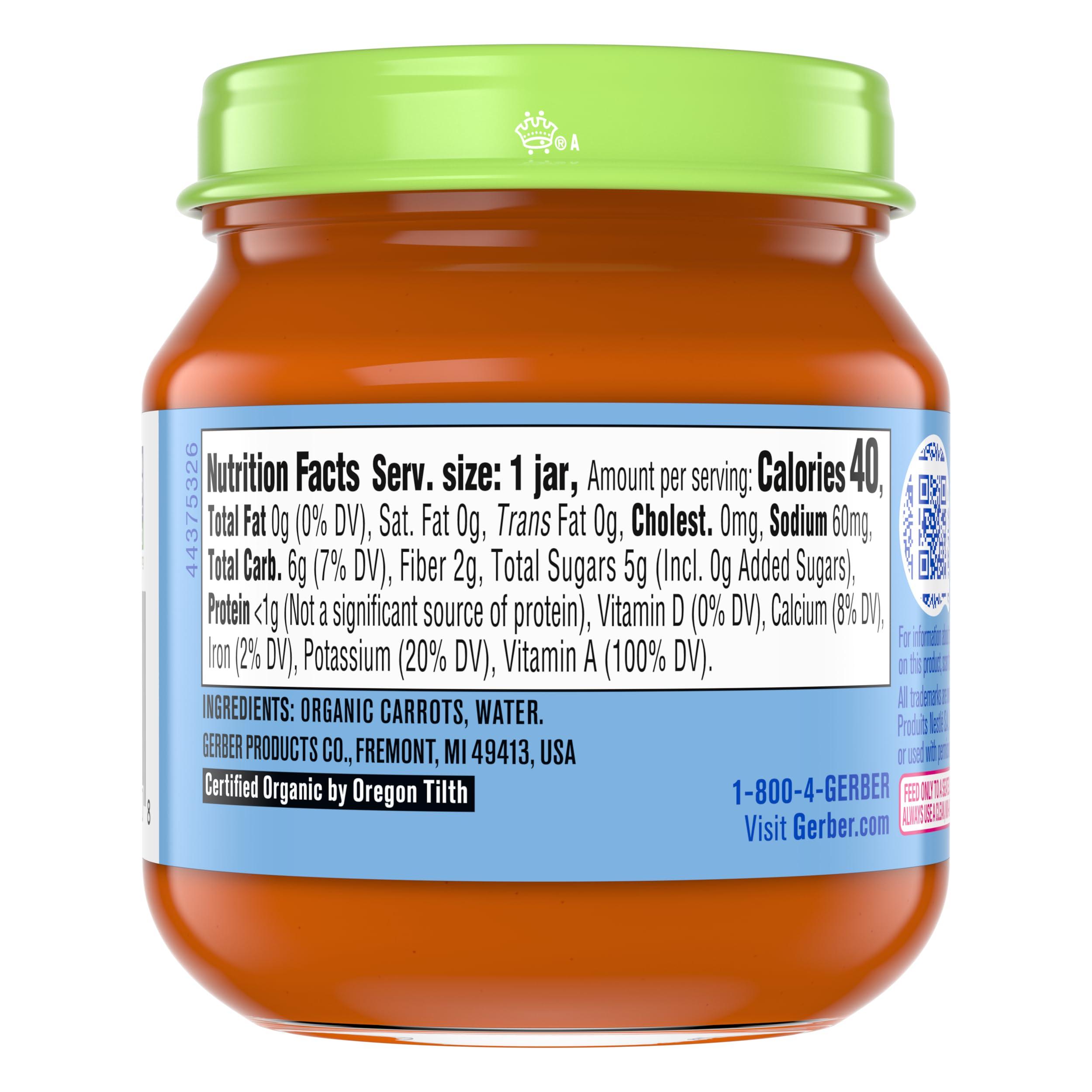 Gerber Gerber 1st Foods Organic for Baby Baby Food, Carrot, 4 oz Jar (10 Pack)