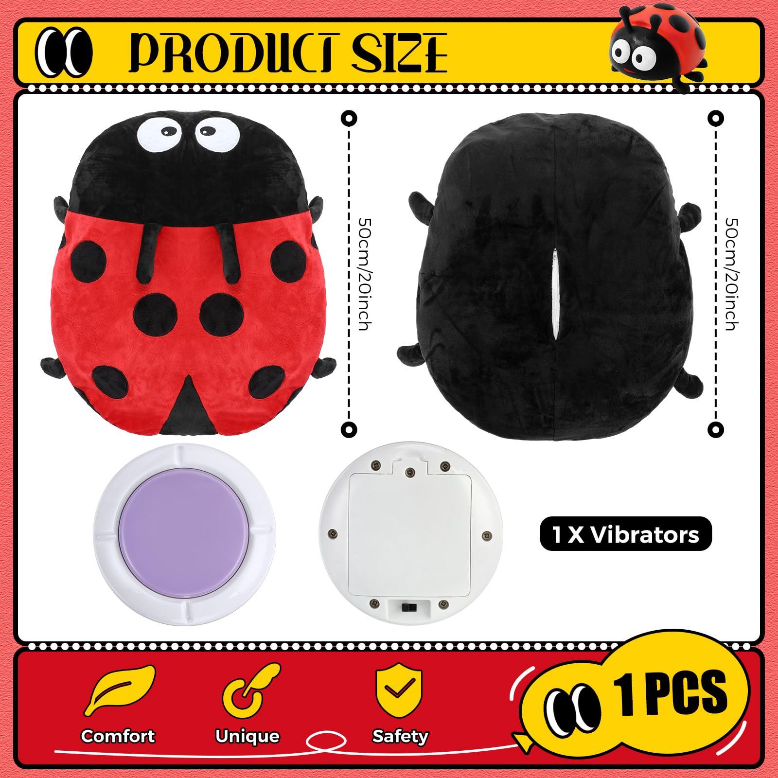 Kigley Kigley 1 Pack Sensory Vibrating Pillow for Autistic Kids Model Pressure Activated Pillows for Kids and Adults Soft Textured Therapy Stimulation Vibrating Pillow for Gift Autistic Children(Ladybug)