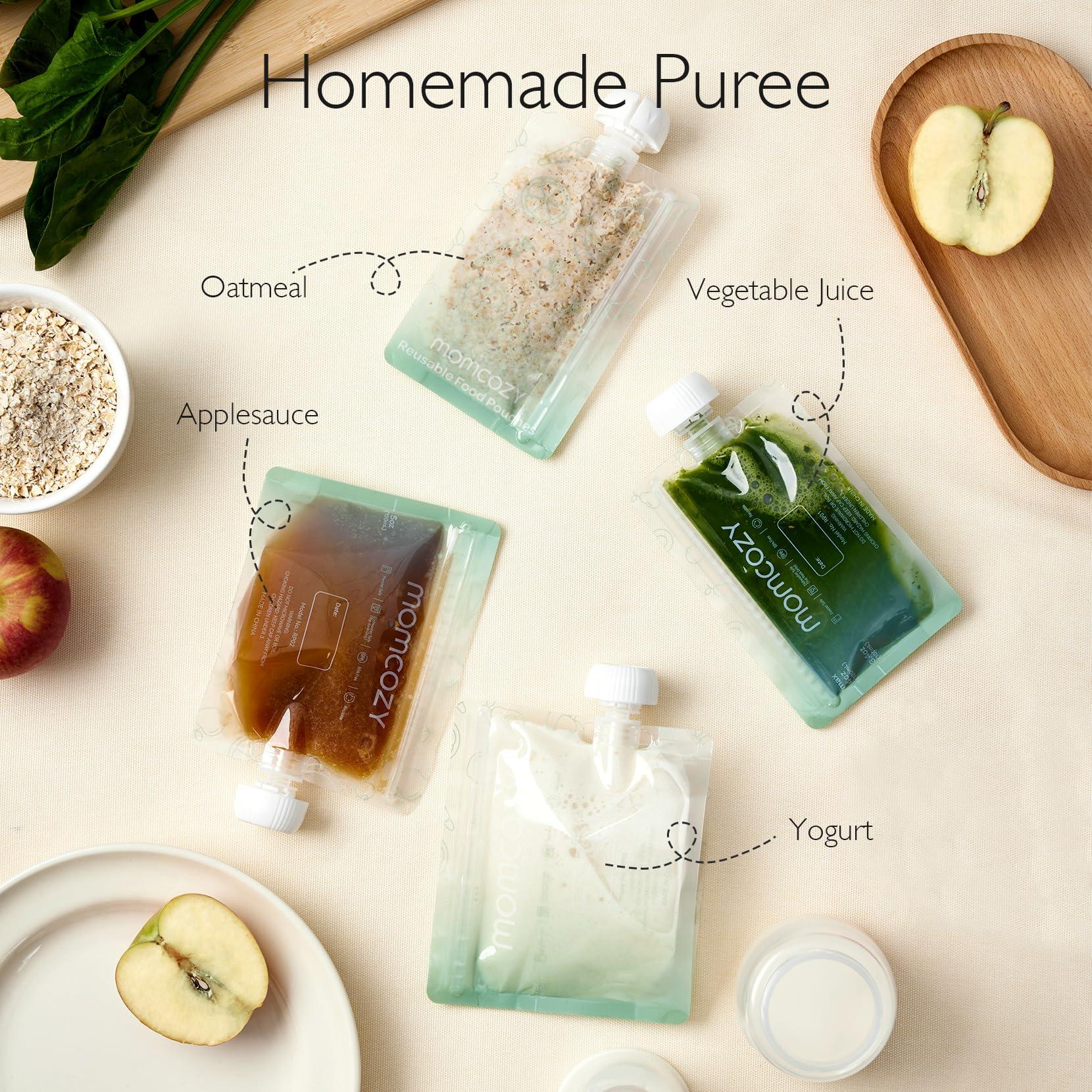 Momcozy Momcozy Reusable Baby Food Pouches for Toddlers,BPA Free Plastic,Food Safe,Freezer Safe,Refillable for Applesauce Yogurt & Puree Squeeze Pouch,10 Packs,5oz