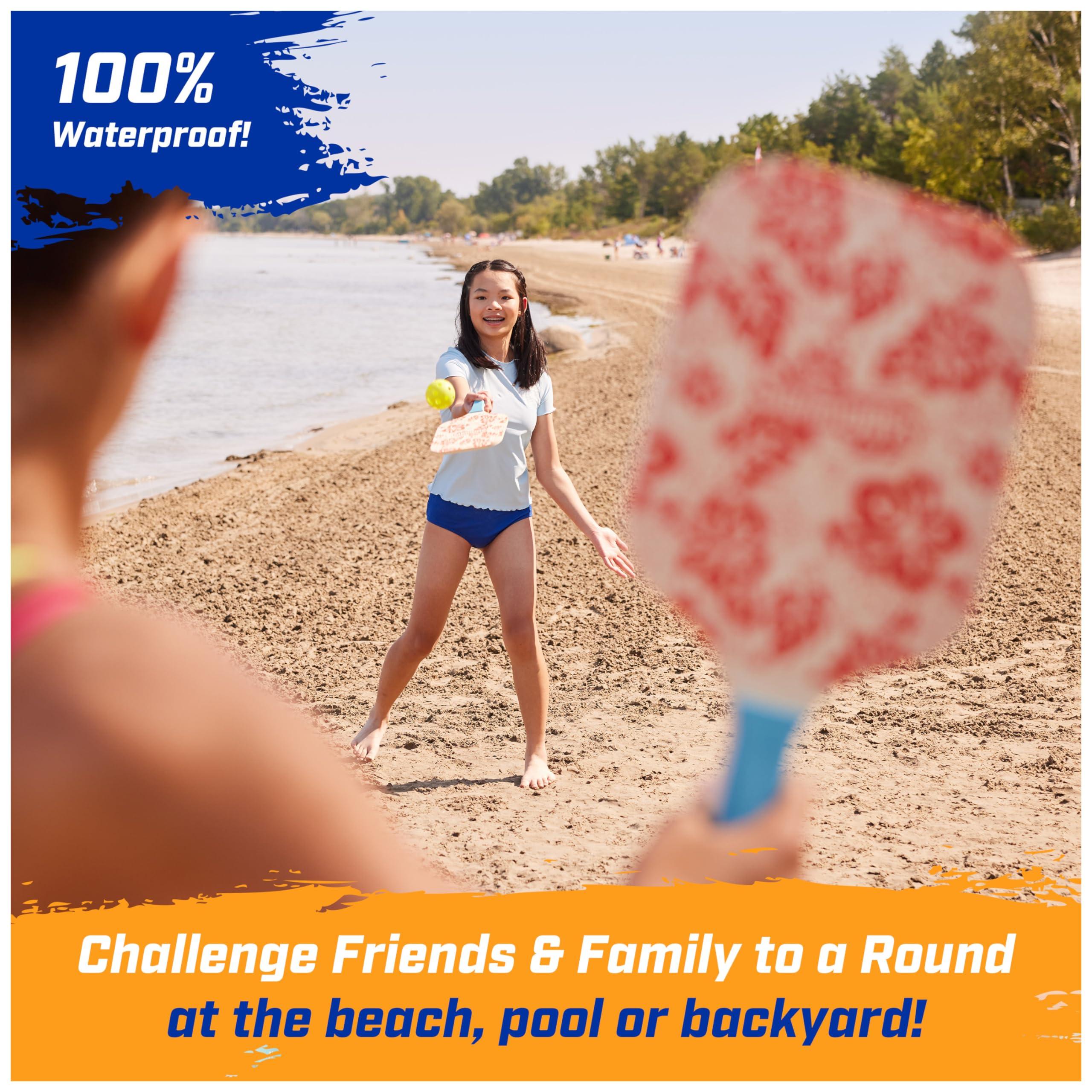 SwimWays Swimways Hydro Paddle & Pickleball Set, Pickleball Paddles and Balls for Pool, Lake and Beach Games, Outdoor Toys for Kids and Adults Aged 5 & Up