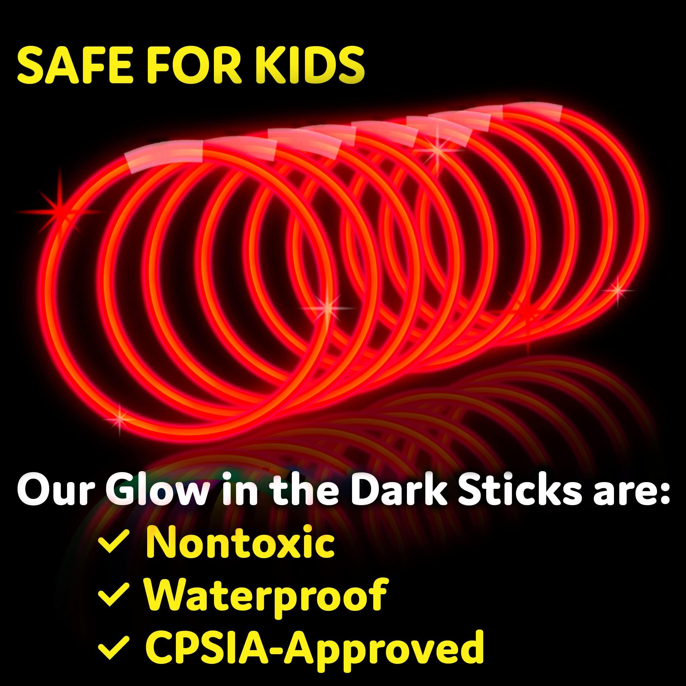 PartySticks PartySticks Red Glow Sticks Party Supplies 100pk - 8 Inch Glow in The Dark Light Up Sticks Party Favors, Glow Party Decorations, Neon Party Glow Necklaces and Glow Bracelets with Connectors