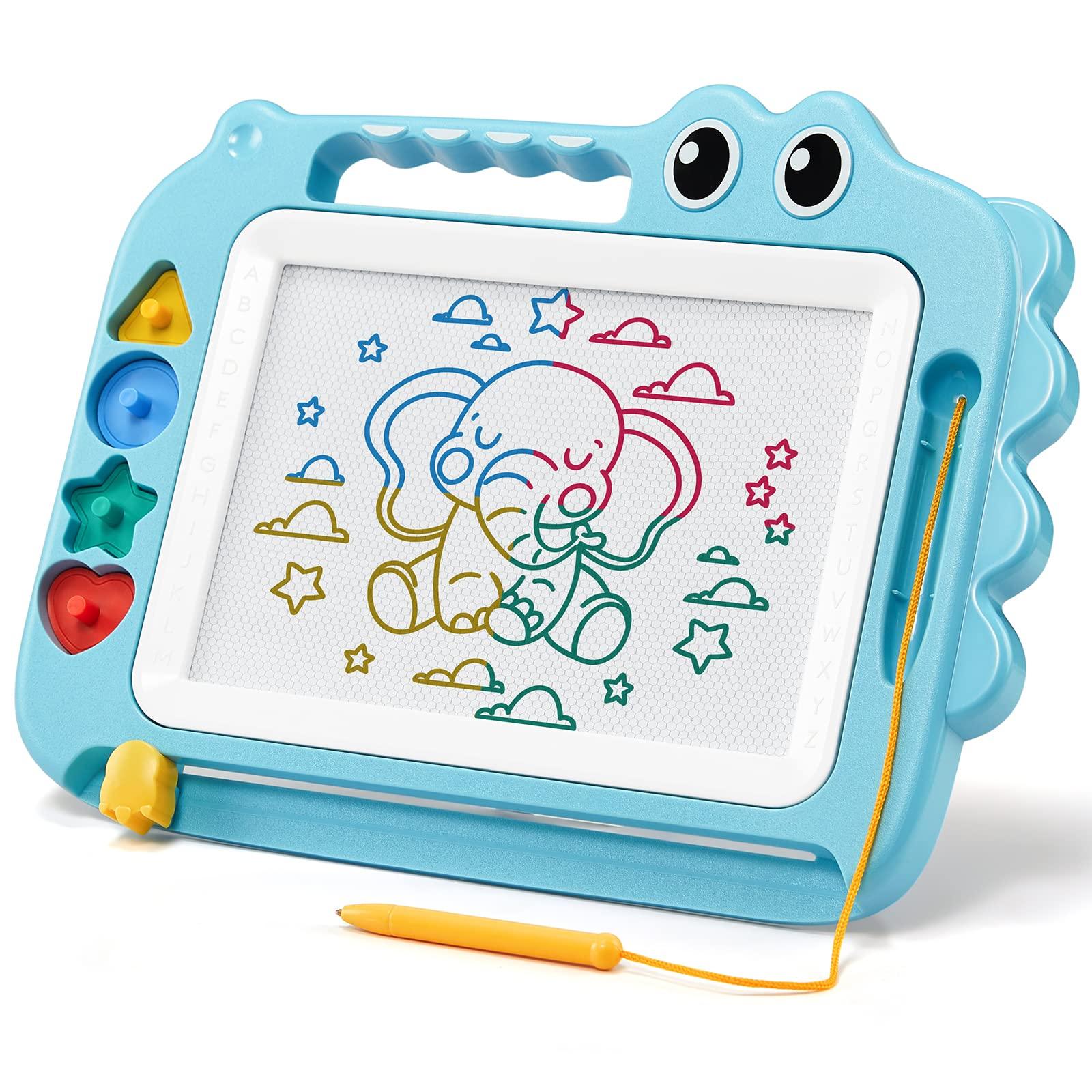 SGILE SGILE Toys for Kids, Magnetic Drawing Board for Early Learning, Color Erasable Doodle Writing Pad Gift for Baby Girls Boys, Painting Sketch Pad with Four Stamps for 3 4 5 Year Old Toddlers, Blue