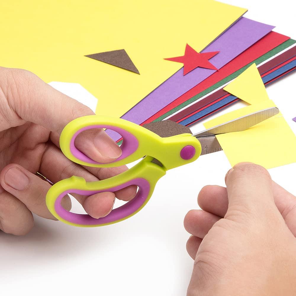 Astrowinter Left-handed Kids Scissors by Astrowinter (Pack of 5, Rounded-tip, 5.2-Inch) - Lefty Soft Touch Blunt School Student Scissors Shears AW-004-B