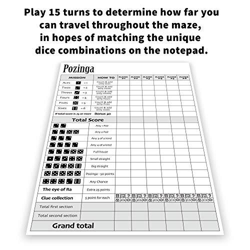 Zolizard Yahtzee Pozinga Board Game for the whole Family | Dice Scoreboard Pawns and Playing Cards