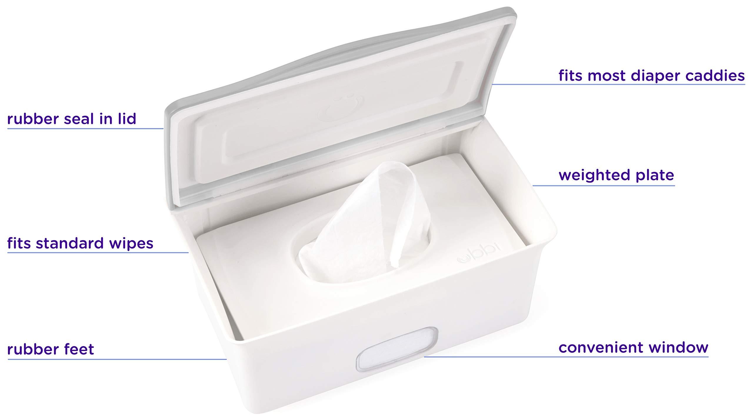 Ubbi Ubbi Set of 2 Baby Wipes Dispensers with Weighted Plates and Secure Seals, Nursery and Baby Registry Essential to Keep Wipes Fresh and Changing Table Organized, Gray