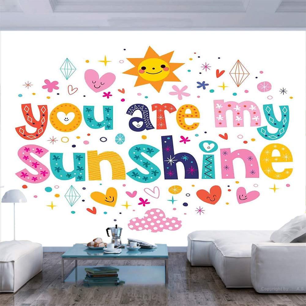 BBING COLOR 77x55 inches Wall Mural,Cute Love Text Print Made by Fun Happy Animal and Heart Figures Kids Nursery Theme Peel and Stick Self-Adhesive Wallpaper Removable Large Wall Sticker Wall Decor for Home Offic