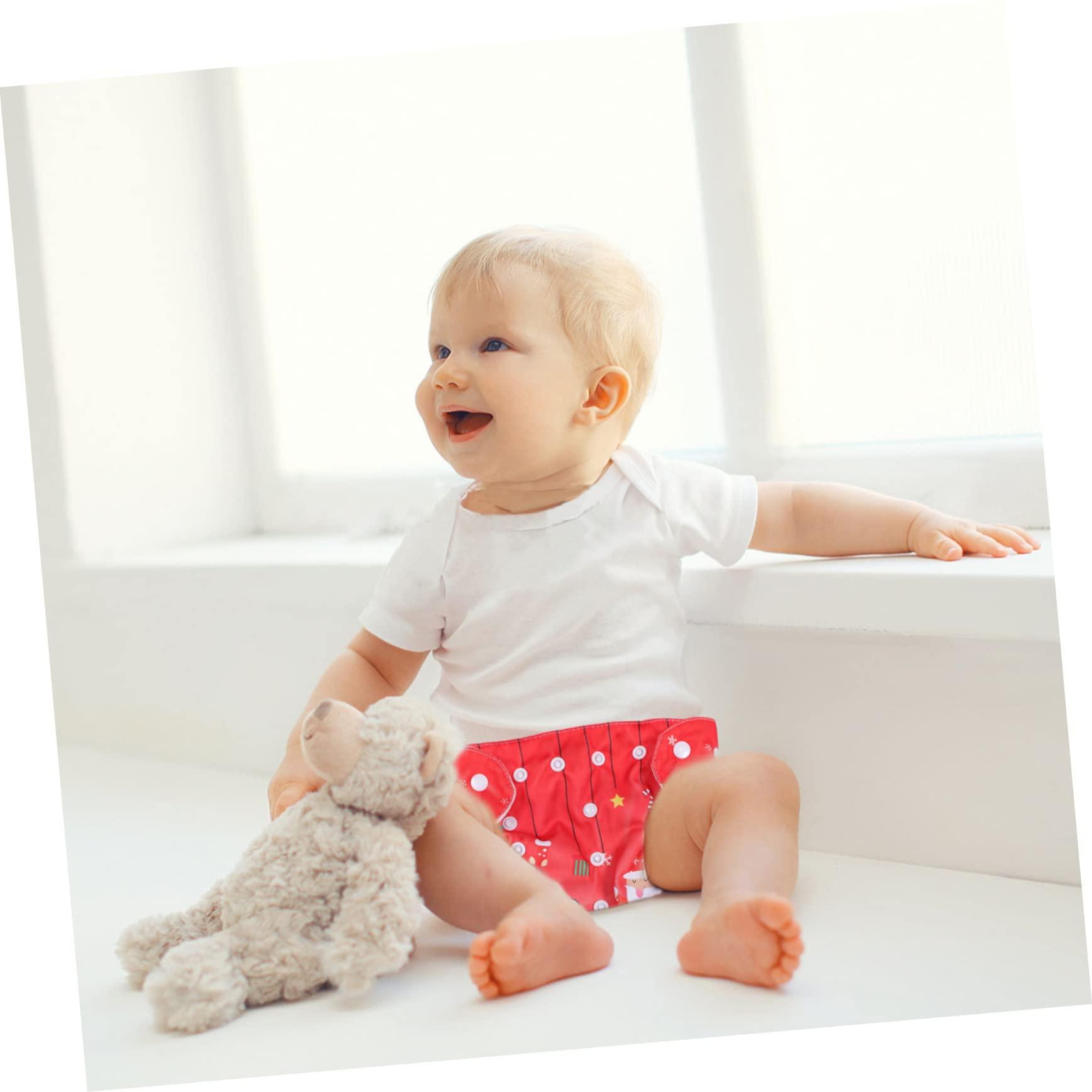 Healifty 2pcs Baby Diapers Lining Brushed Cloth Button Christmas Newborn