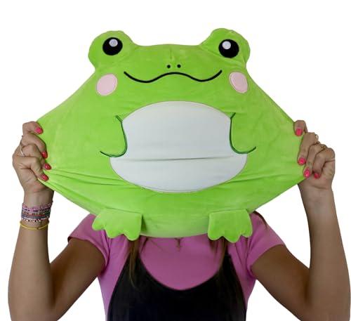 Snuggaboos Snuggaboos Adorable Large 15 Inch Zoe The Frog Squish Plush Pillow - Super Soft Original Cute Plushie Toy: Smiling Stuffed Animal Gift for Kids and Adults