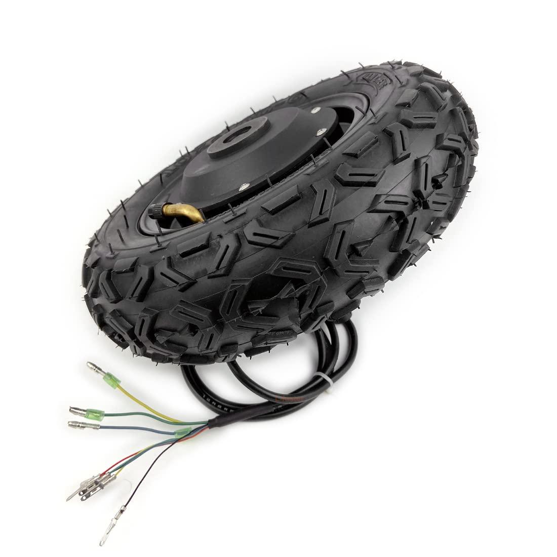 L-faster 36V48V 450W 10 Inch Single Side Axle Electric Brushless Geared Hub Motor with Tubeless Off Road Tire High Toruqe for Wheelchair(48V450W)