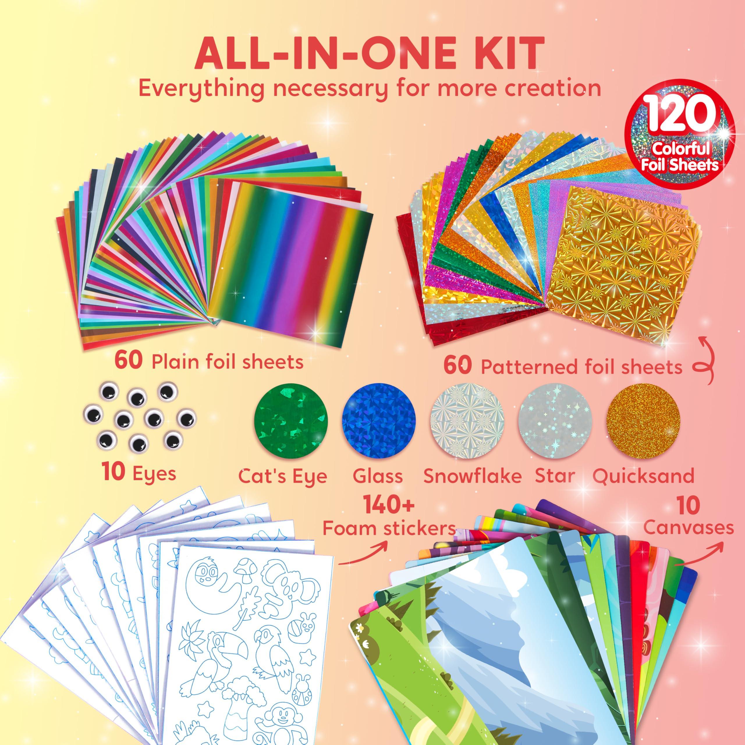 Klever Kits Klever Kits Foil Art Kit for Kids - Arts & Crafts Supplies, Mess Free Coloring, Animal Foil Foam Stickers, Creative Travel Toys, Birthday Gifts for Boys & Girls Ages 4 and Up