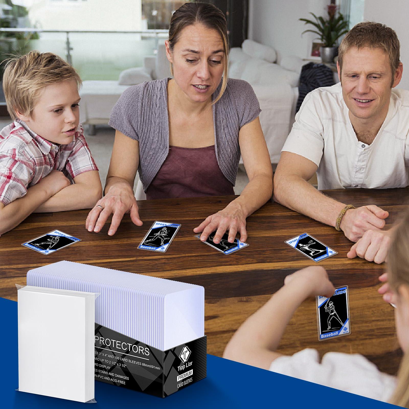 TiopLior 1000 Card Sleeves Hard Sleeves for Cards, 3\"x4\" Baseball Card Protectors Hard Plastic, 35pt Card Holders for Baseball Cards, Football Cards (500 Hard Sleeves + 500 Clear Sleeves)