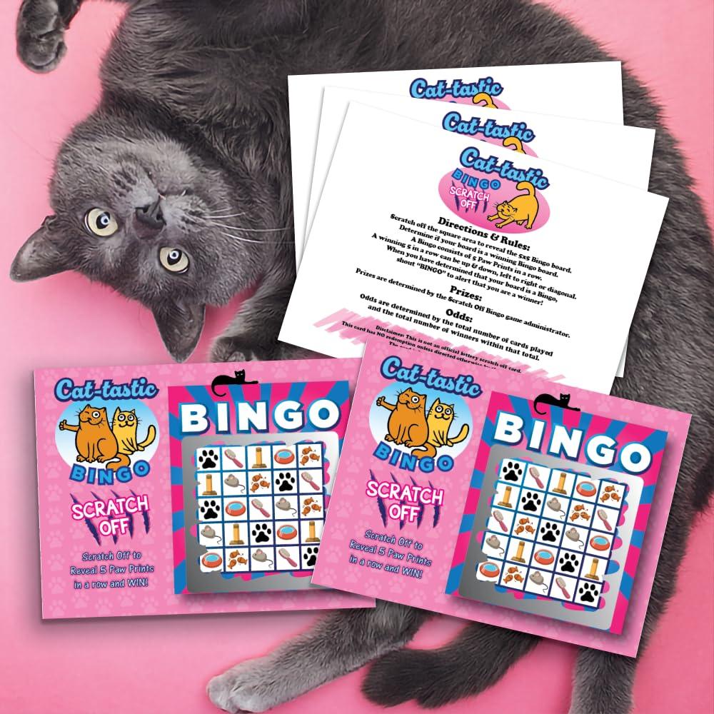 My Scratch Offs My Scratch Offs 50 Pack Kitty Cat Scratch Off Bingo Card Party Favors for Animal Lovers (Cat Bingo)