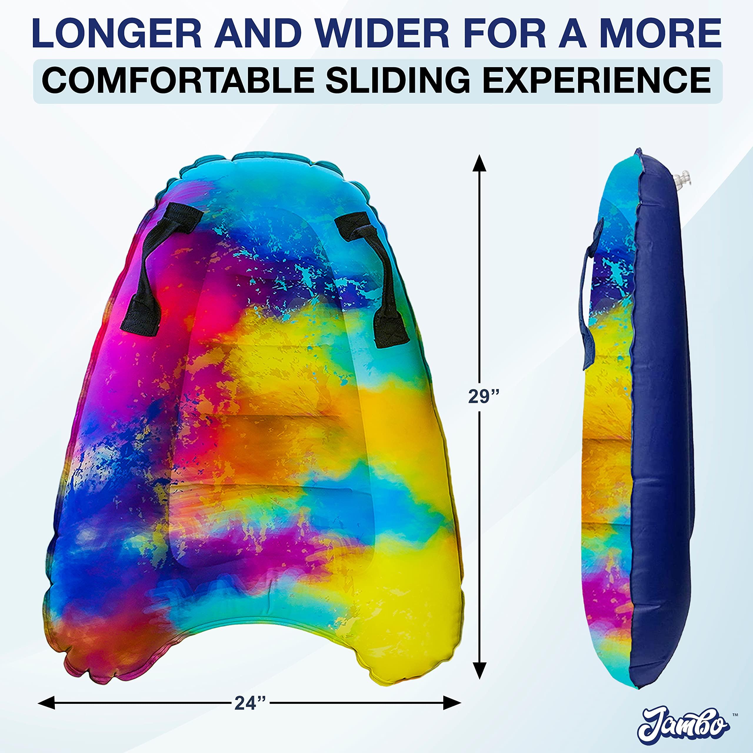 JAMBO JAMBO Inflatable Surf Body Board with Handles, Boogie Board for Beach, Surfing Swimming Floating Surfboard Boards, Pool Floats Pool Beach Toy for Kids (Water Color Bodyboard) - 1 Pack