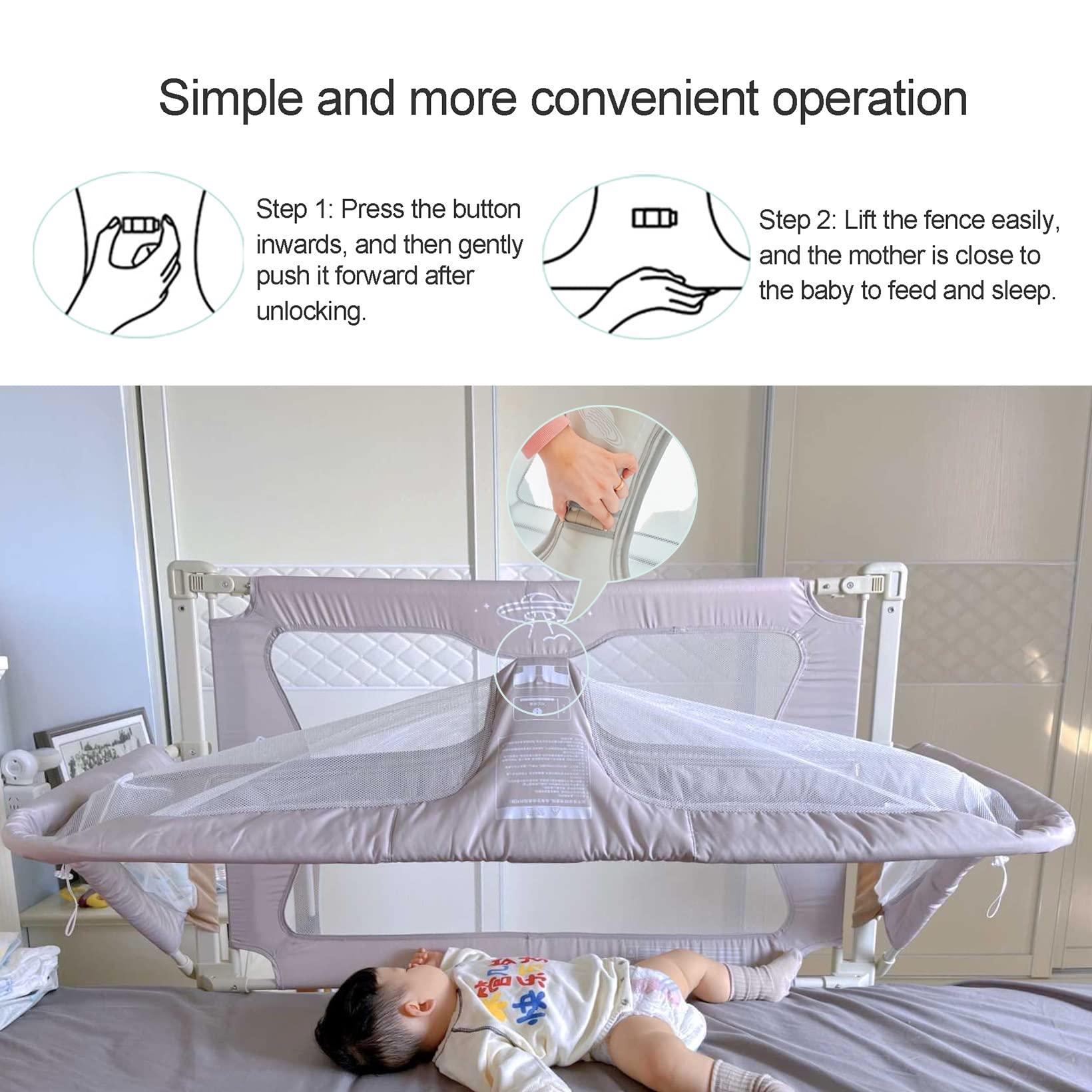 SADRIM 3 In 1 Baby Bedside Sleeper,Co Baby sleeper In Bed,Portable Crib,breathable And Visible Mesh Window, Soft Washable Liner Cover,Easy To Assemble Cradle Sleeper Stationary,bed In Bed ( Color : Light gre