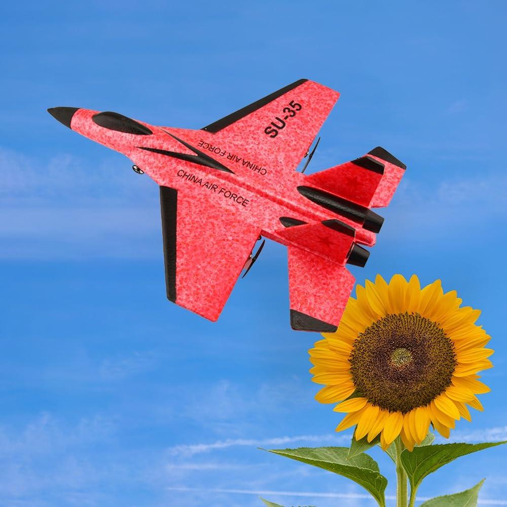 HCPBRS SU-35 Jet Fighter Stunt RC Airplane, 2.4G Remote Control Plane RC Aircraft Toy, Aero Jet Control Remoto Airplane Hobby RC Airplanes Model, EPP Foam RC Jet Glider Fighter Plane Toys (Red)