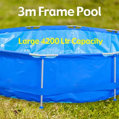VFM e-Store VFM - Medium Round Pool 3m x 76cm Strong Frame Giant 4200 Litre Capacity Swimming Family Fun for Kids and Adults Holiday Summer Garden Swim Splash - Wild \'n Wet