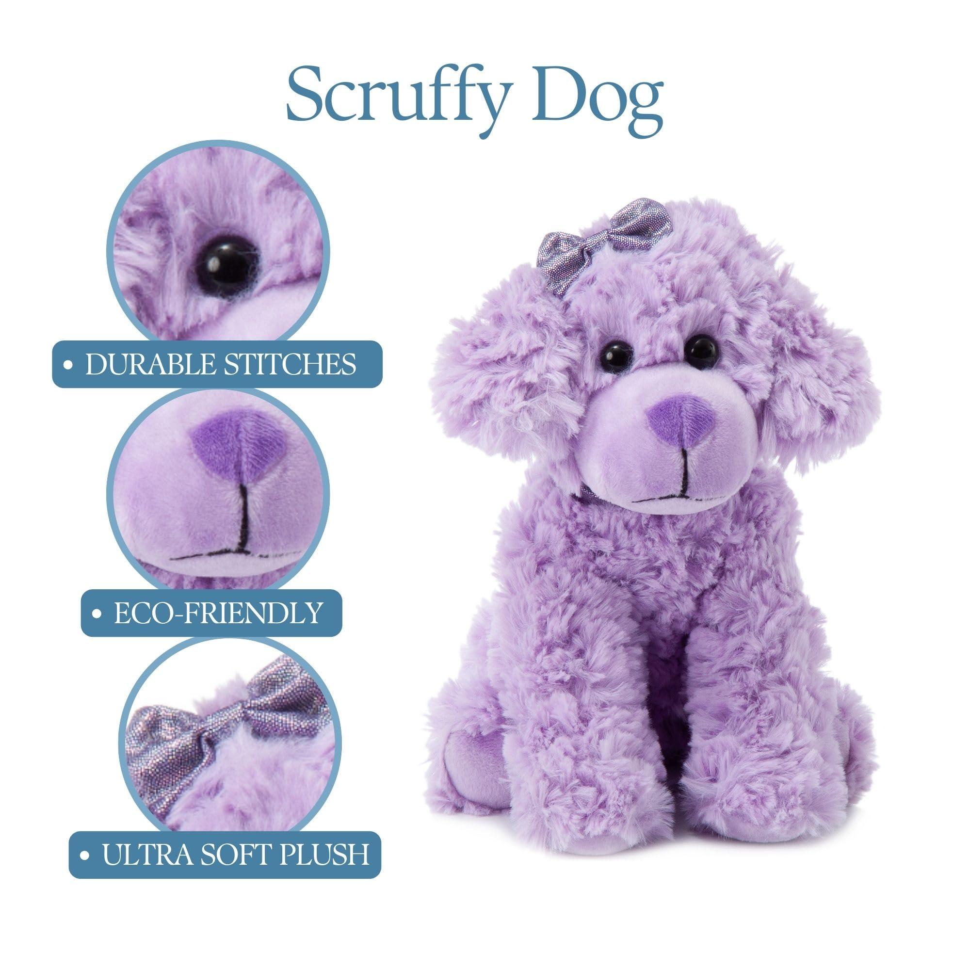 The Petting Zoo The Petting Zoo Scruffy Dog Stuffed Animal, Gifts for Girls, Purple Dog Plush Toy, 11 Inches