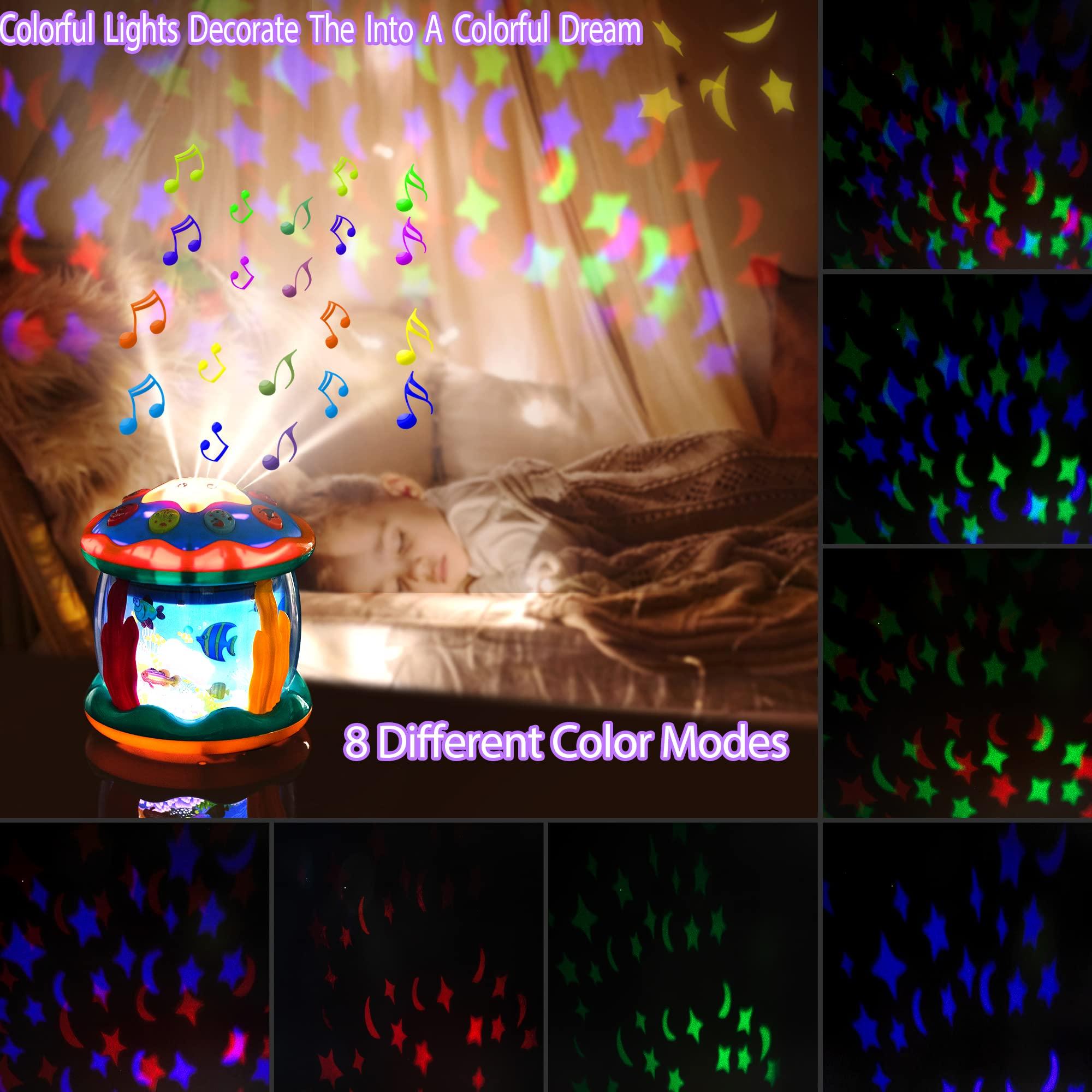 Koyiwa Baby Toys 12 Months Musical Light Up Tummy Time Infant Toys 12-18 Months Crawling Toys Ocean Rotating Projector Baby Gifts for 1 2 3 Year Old Boy Girl Birthday Toddlers Kids