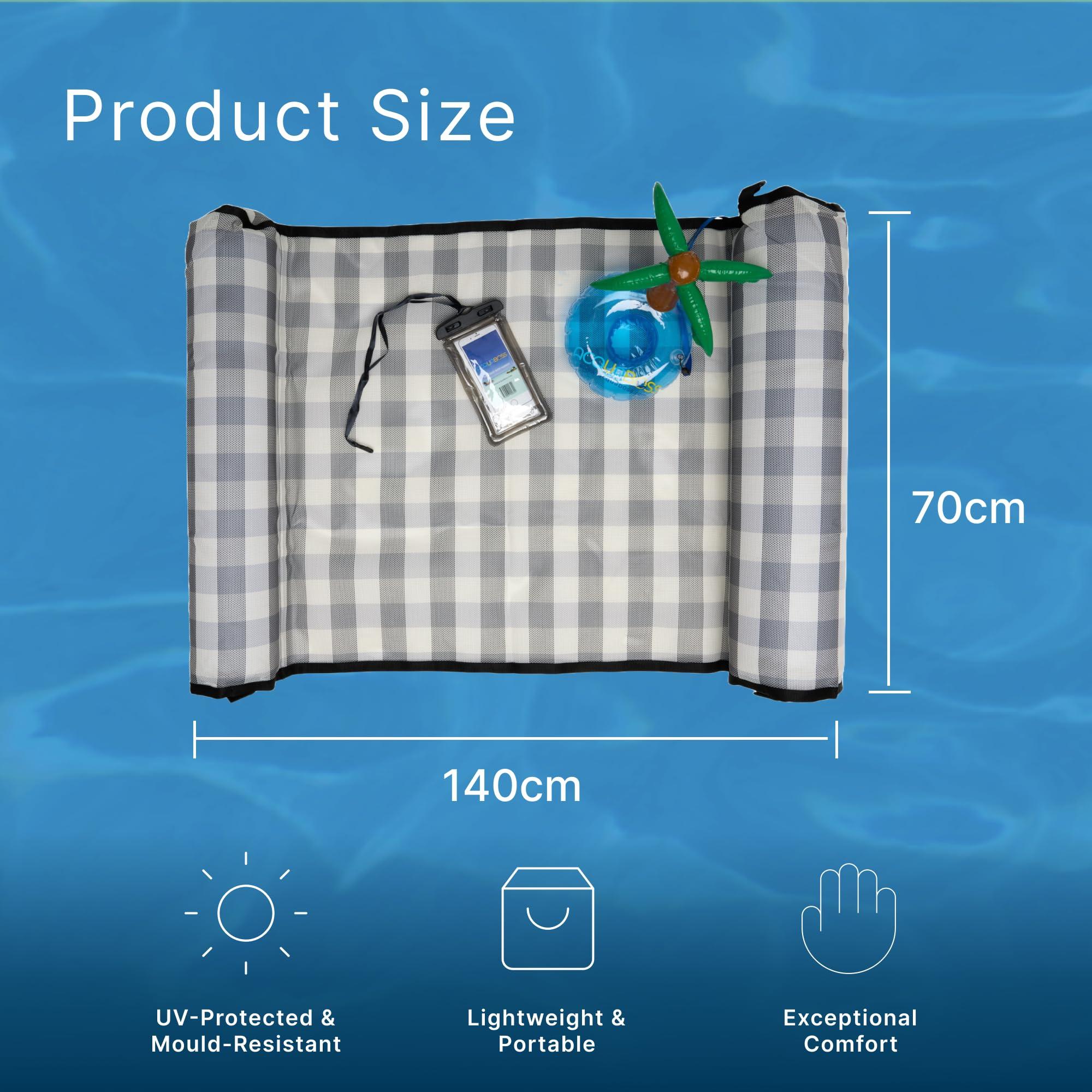 ACQUABOSS ACQUABOSS Water Hammock - Inflatable Swimming Pool & Beach Lounger, Lounge Chair Raft, Drifter, Saddle Float, Floating Bed & Floaties for Water, Summer Fun, Rest & Vacation - Gingham Style
