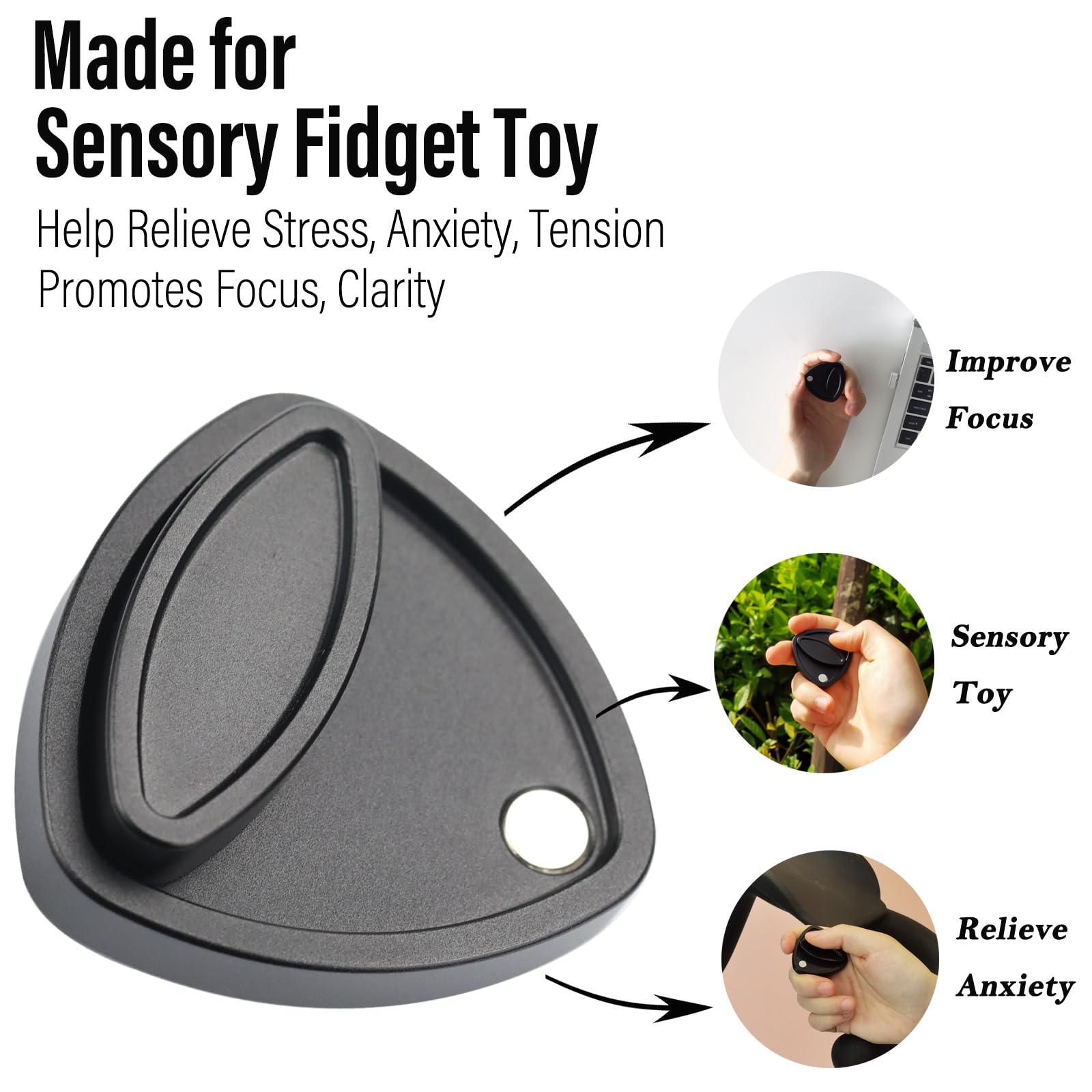 FREELOVE FREELOVE Pivot Magnetic Fidget Slider, Metal Worry Coin Haptic Clicker for Adults, Triangle Rotation Kinetic Toy Mechanical Sound EDC, Autism Sensory ADHD Anxiety Focus Meditation (Aluminum Black)