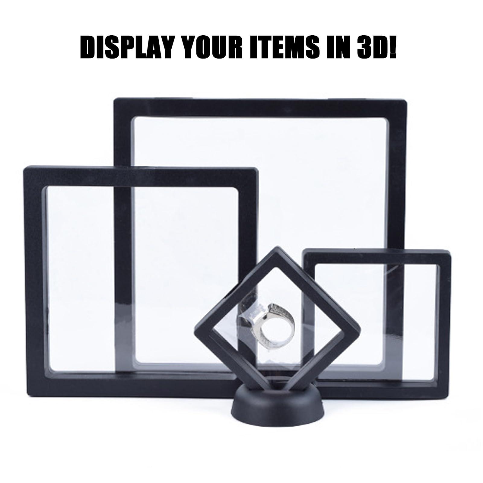 Generic Generic Freeze Display ,12 Pack Freeze Display Case, 3D Floating Frame with Stand, Challenge Coin Display Holder, Freeze Display for Models, Cars, Coins, Medals, Souvenirs, Toys (White, 9*9cm), Black