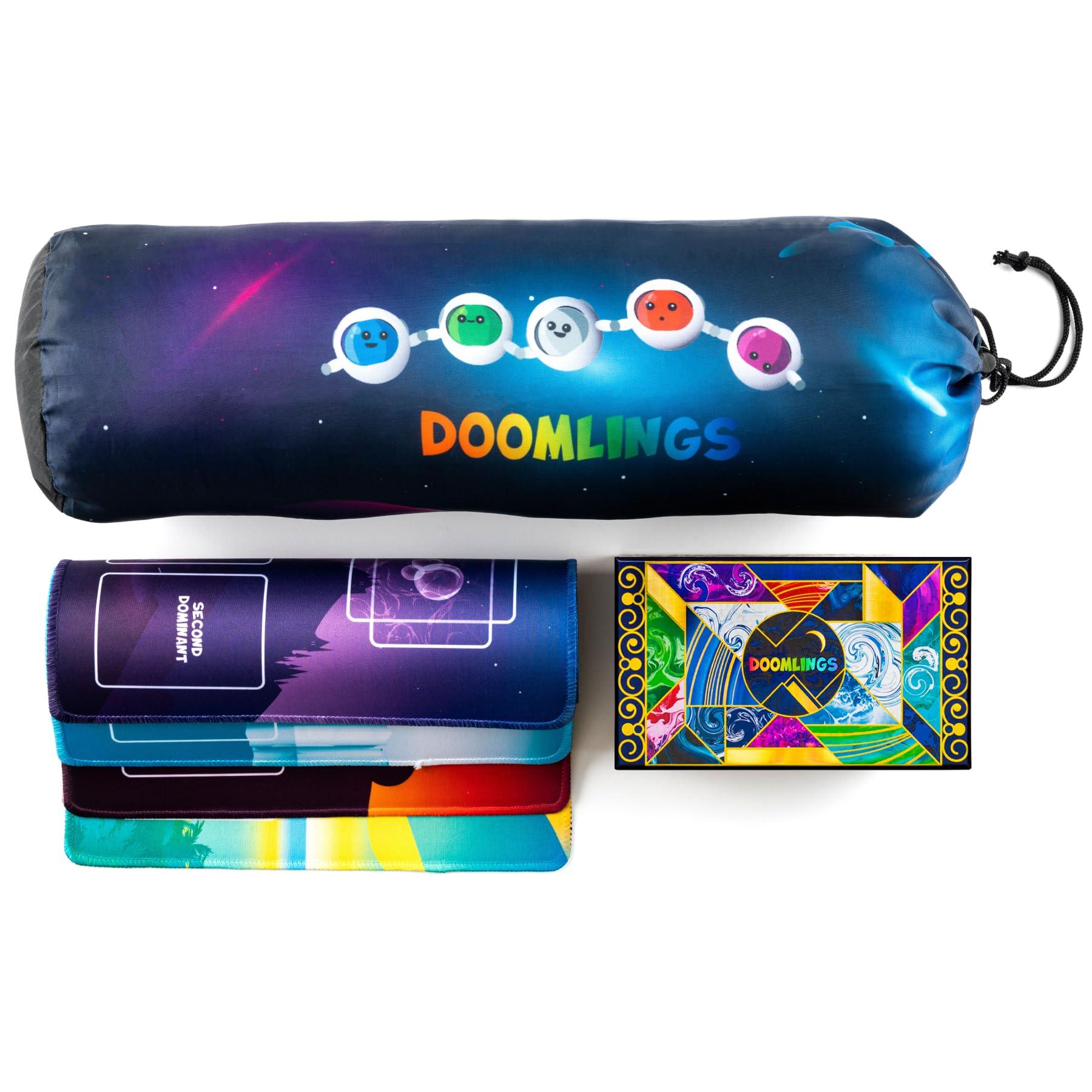 Doomlings Doomlings Card Game Deluxe Bundle, Overlush Expansion & Playmats Carrying Bag - Ultimate Family Card Game Set