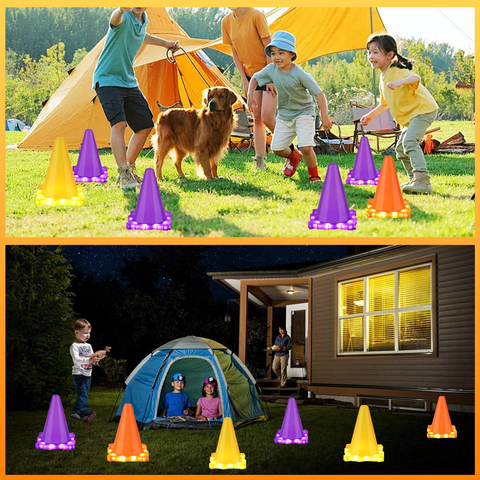 Whimtoyland 3-in-1 Carnival Games for Kids: Carnival Games with LED Lights 31 Pcs Outdoor Toys for Toddlers Ring Toss Game, Bean Bag Toss Game, Soft Plastic Cones, Yard Lawn Game for Family Party