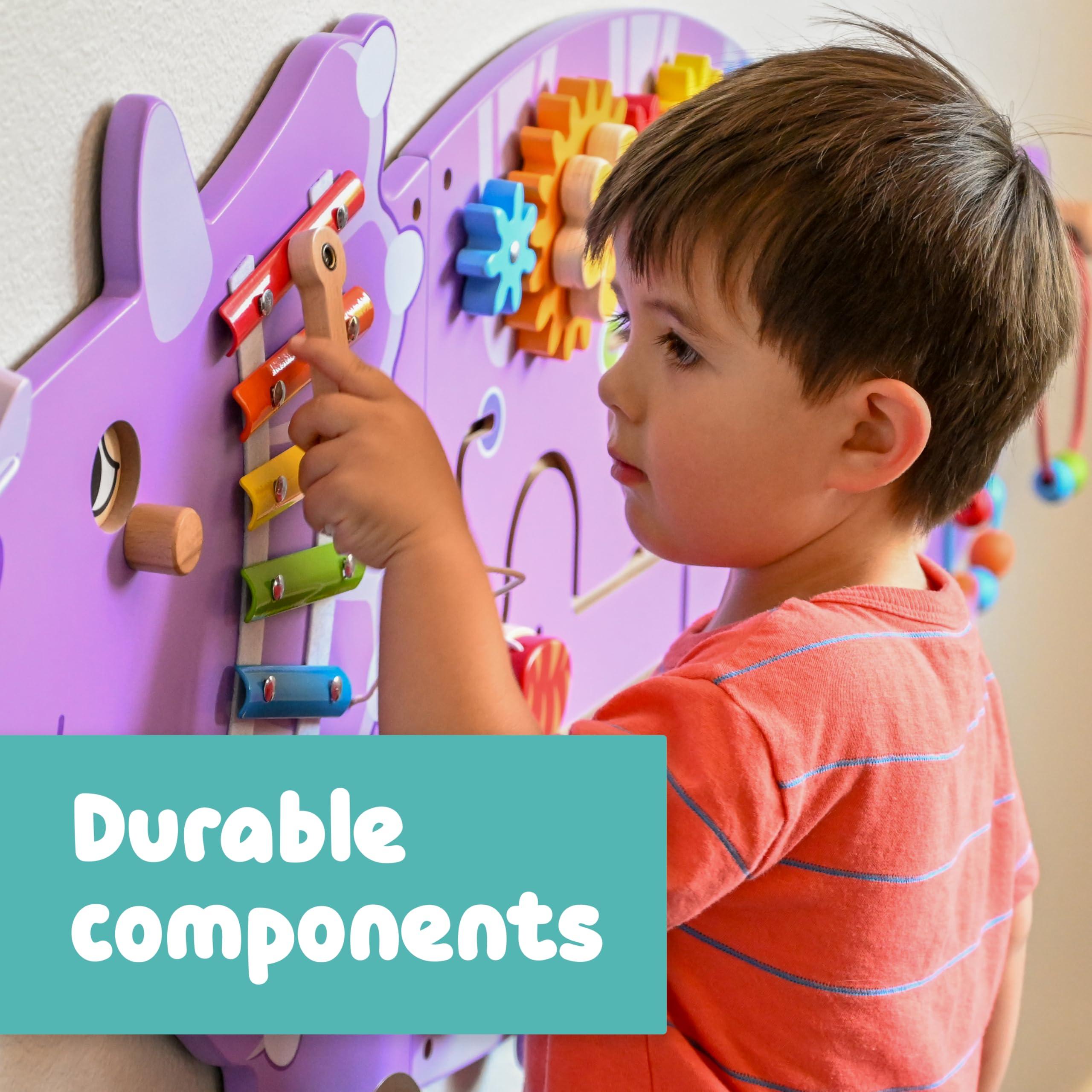 SPARK & WOW SPARK & WOW Triceratops Activity Wall Panels - Ages 18m+ - Montessori Sensory Toy - 8 Activities - Busy Board - Toddler Room Dcor