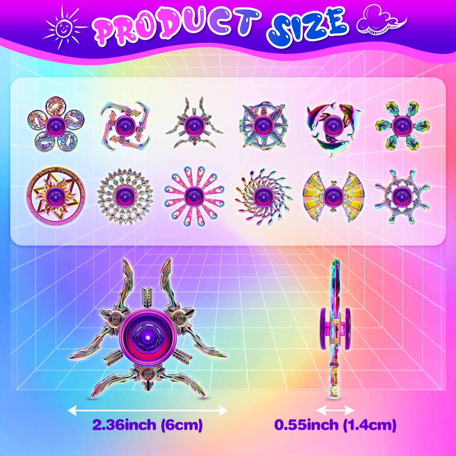 Lerifer 12pack Alloy Metal Fidget Spinner, Fidget Spinner Toy for Kid Adult, Sensory Finget Toys for Stress Relief, Cool Fidget Spinners Bulk, Gift for Kids Adult