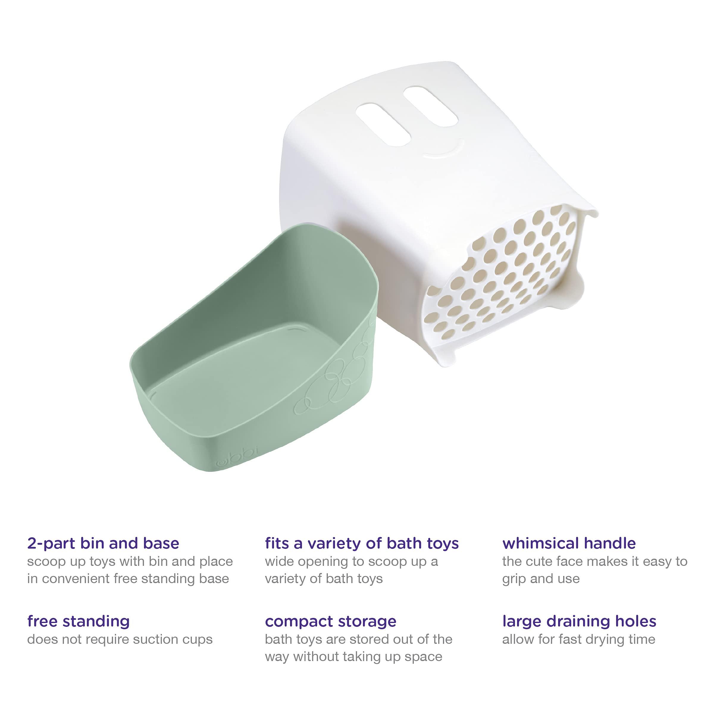 Ubbi Ubbi Stand Up Bath Toy Storage Organizer, Bath Caddy with Removable Drying Rack Bin for Toddlers and Baby, Sage