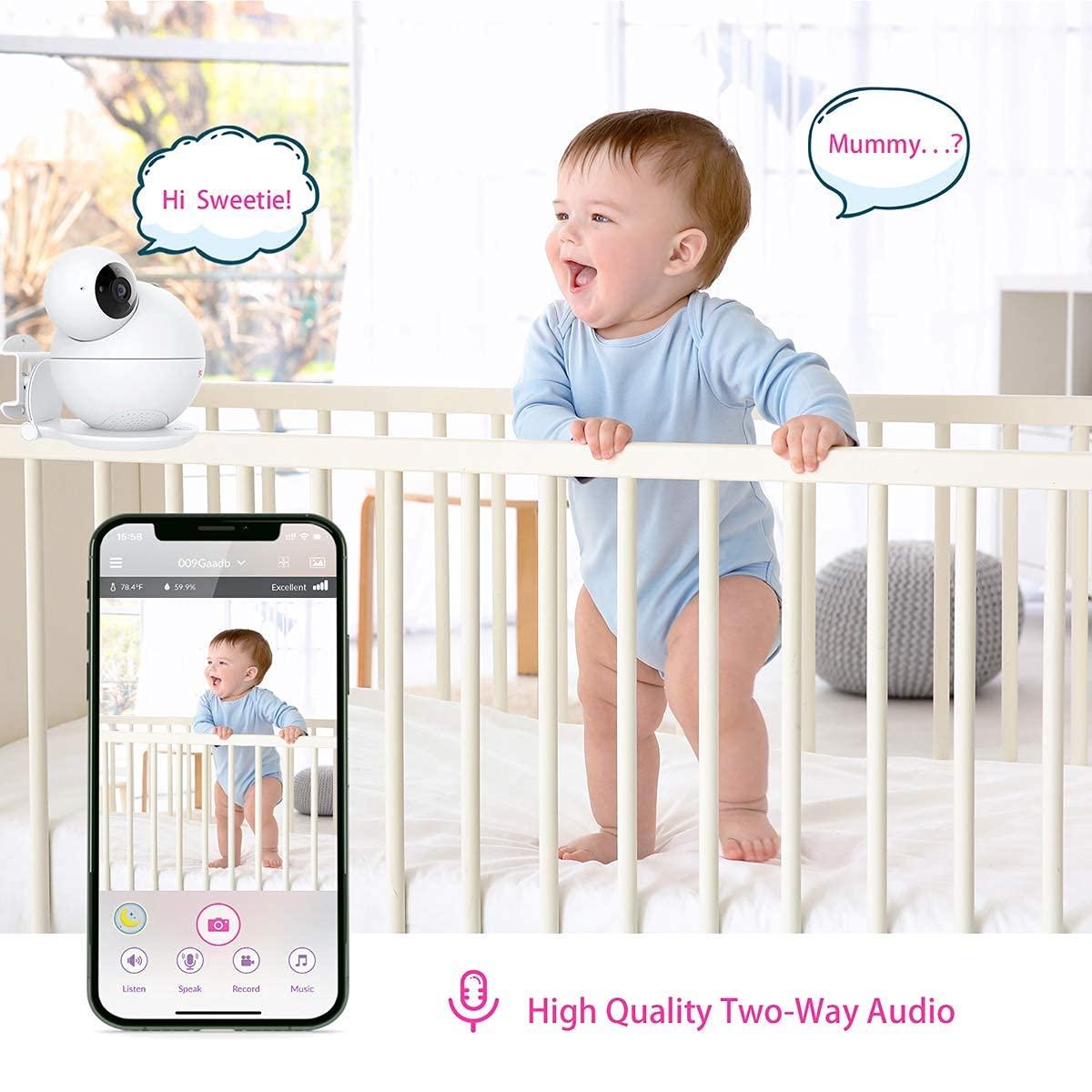 iBaby iBaby M8 2K Smart Baby Monitor, 355 Pan 110 Tilt and 2-Way Talk, Video Baby Monitor with Crying and Motion Alerts, Moonlight Projector, Temperature/Humidity Alerts, for iOS/Android