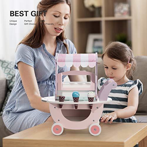 ROBUD ROBUD Wooden Ice Cream Cart Toys for Kids, Toddlers Pretend Play Food Truck, Gift for Girls and Boys 3 Years & Up