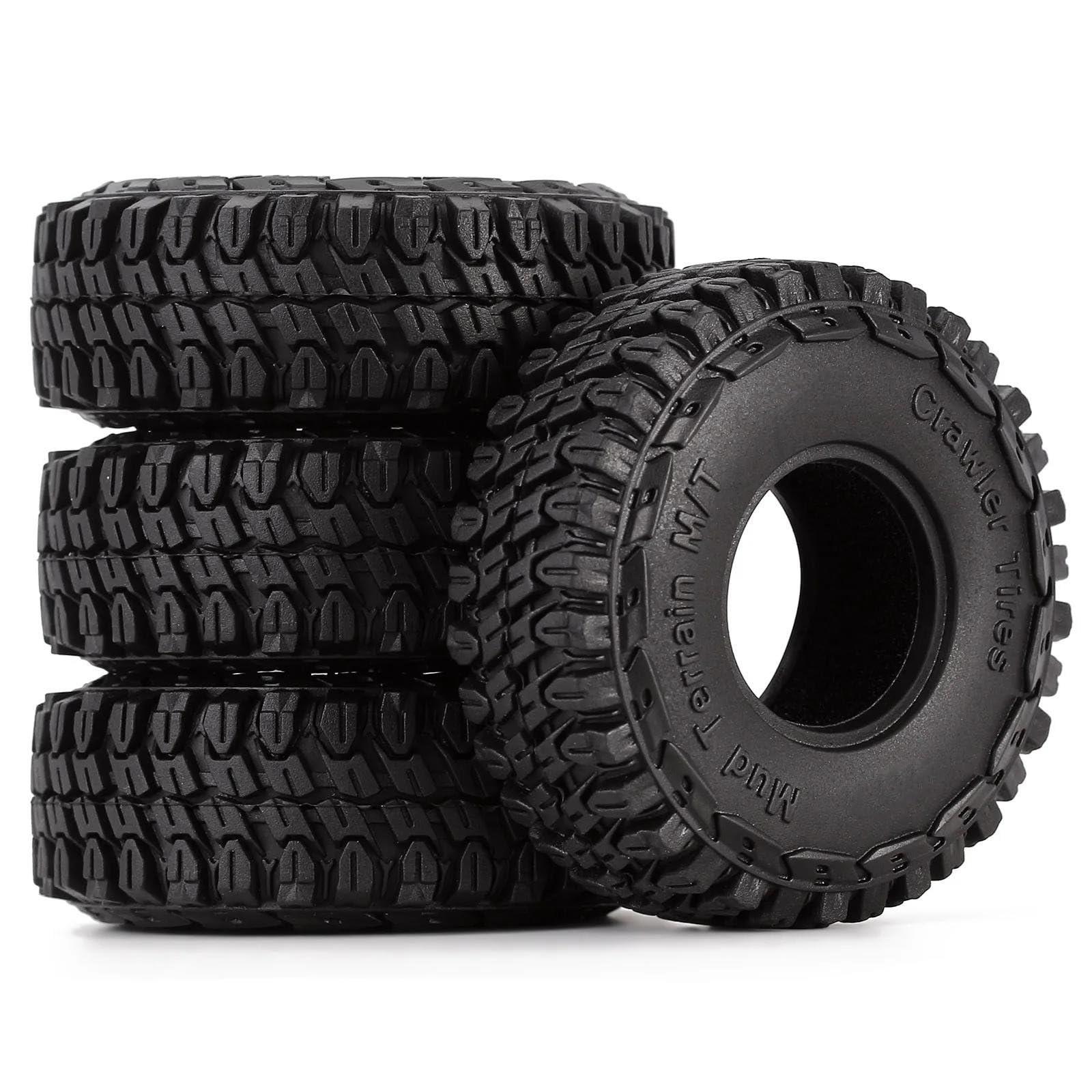 AMLIK AMLIK RC Car Accessories Compatible with Axial for SCX24 for Gladiator for AX24 1.0\"\" Soft Rubber Mud Terrain Wheel Tires for 1/18 1/24 RC Crawler Car Upgrade Part (T1002)
