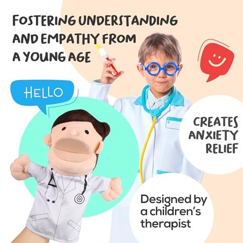 BETTERLINE Pretend Toy Medical Kit with Doctor & Nurse Hand Puppets - Eases Fear for Kids, Educational Roleplay Toy for Toddlers & 3+ Toys for Girls Boys, Pretend Playset, Kids Doctor Set