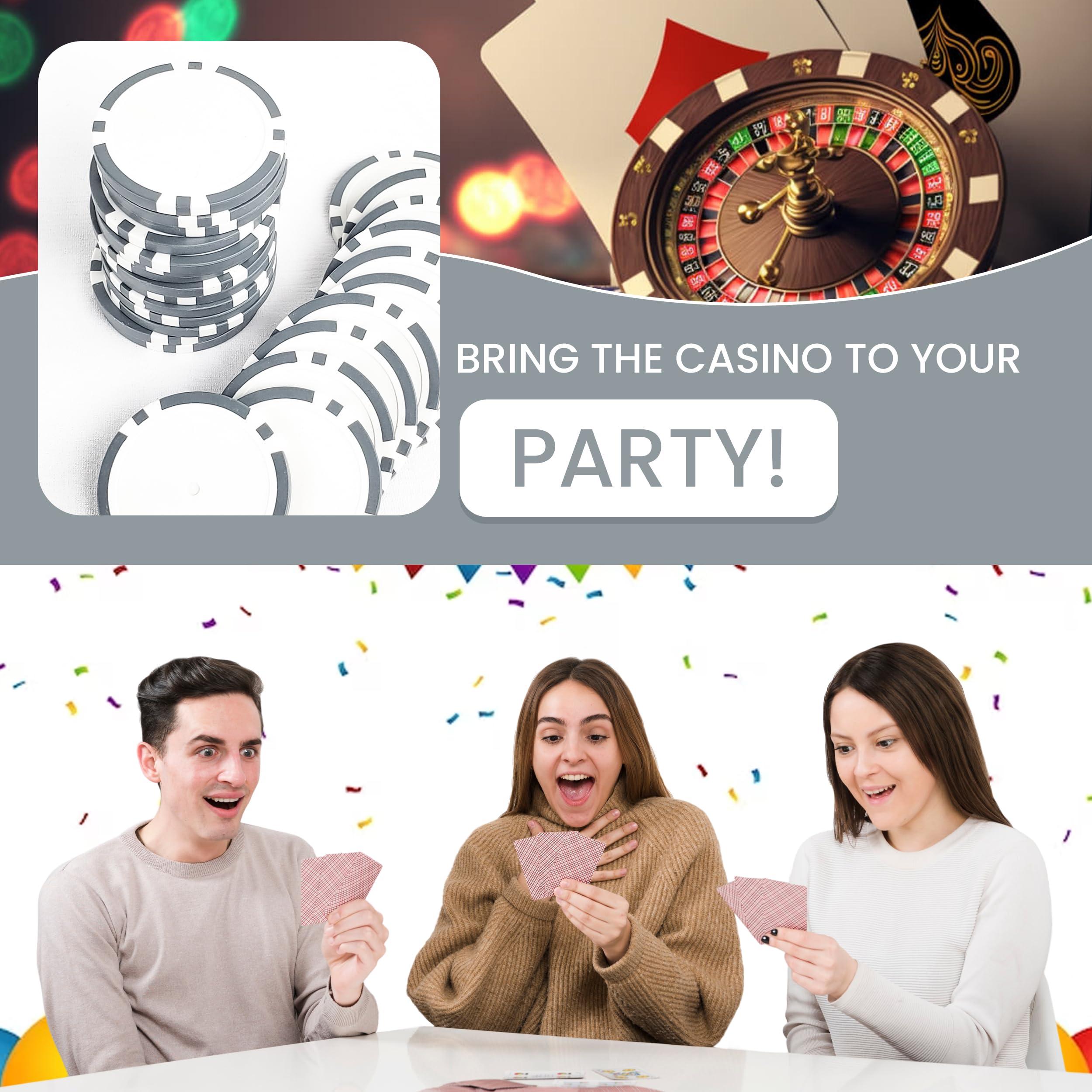 IT\'S A SKIN IT\'S A SKIN 25 Pieces Custom Poker Chips Set - 11.5g Clay Poker Chips for Cardboard Activities, Late Night Games, Texas Holdem, Monte Carlo, Casino Chips, Card Club - Composite Board Games - Grey