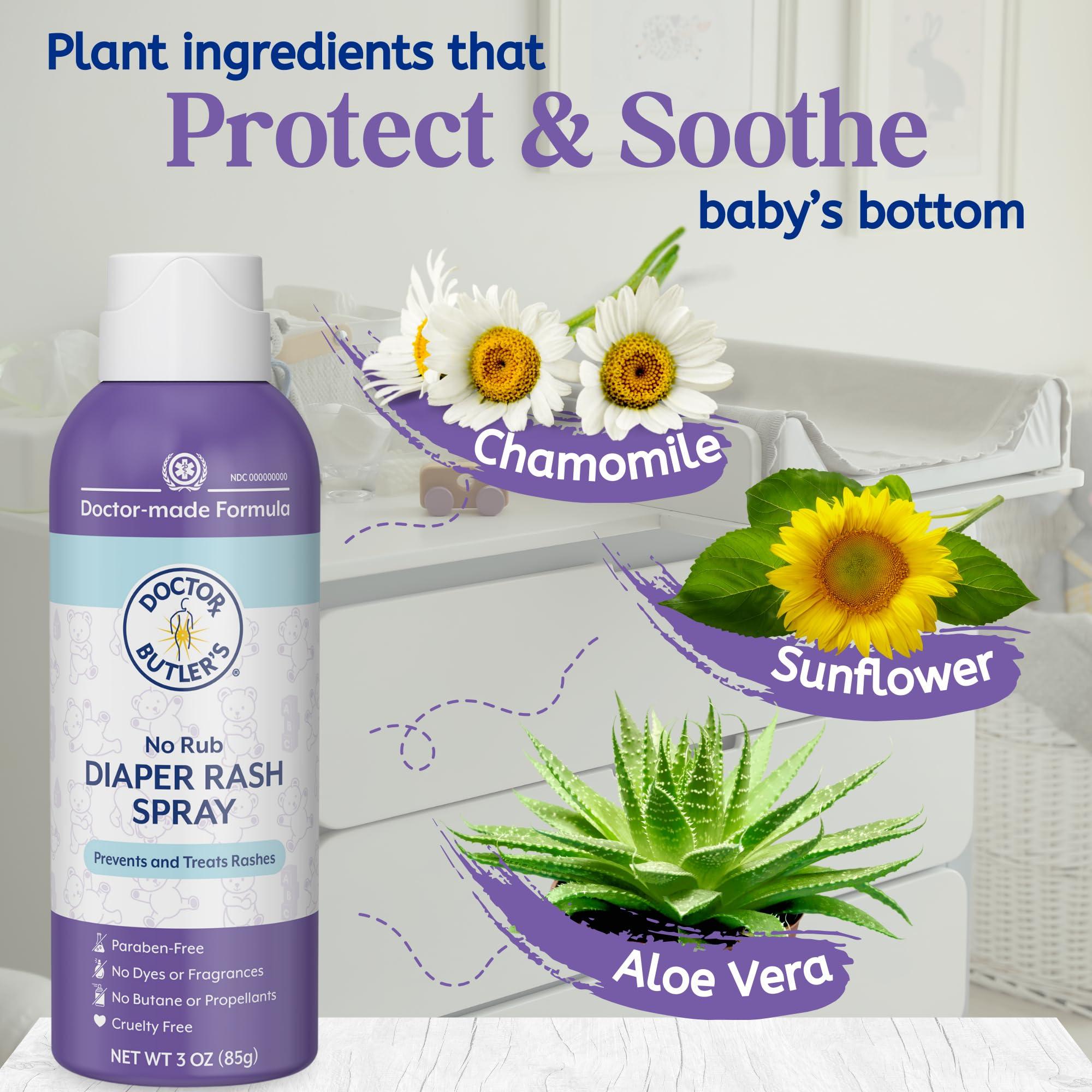 Doctor Butler\'s Doctor Butler's Baby Diaper Rash Spray No-Rub Sprayable Diaper Rash Ointment to Prevent and Treat Rashes, Skin Protectant Spray with Touch Free Application* (3oz)