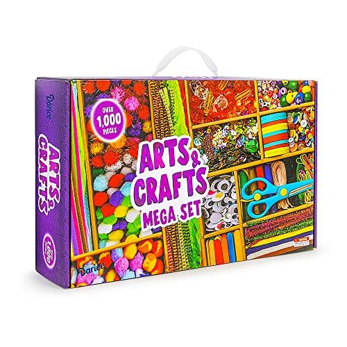 Darice Arts and Crafts Kit 1000 Piece Kids Craft Supplies Materials Art Supplies Box for Girls Boys Age 4 5 6 7 8 9