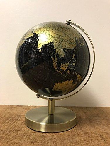 Lesser & Pavey Lesser & Pavey Vintage Rotating Gold and Black World Globe with Metal Stand, h27cm