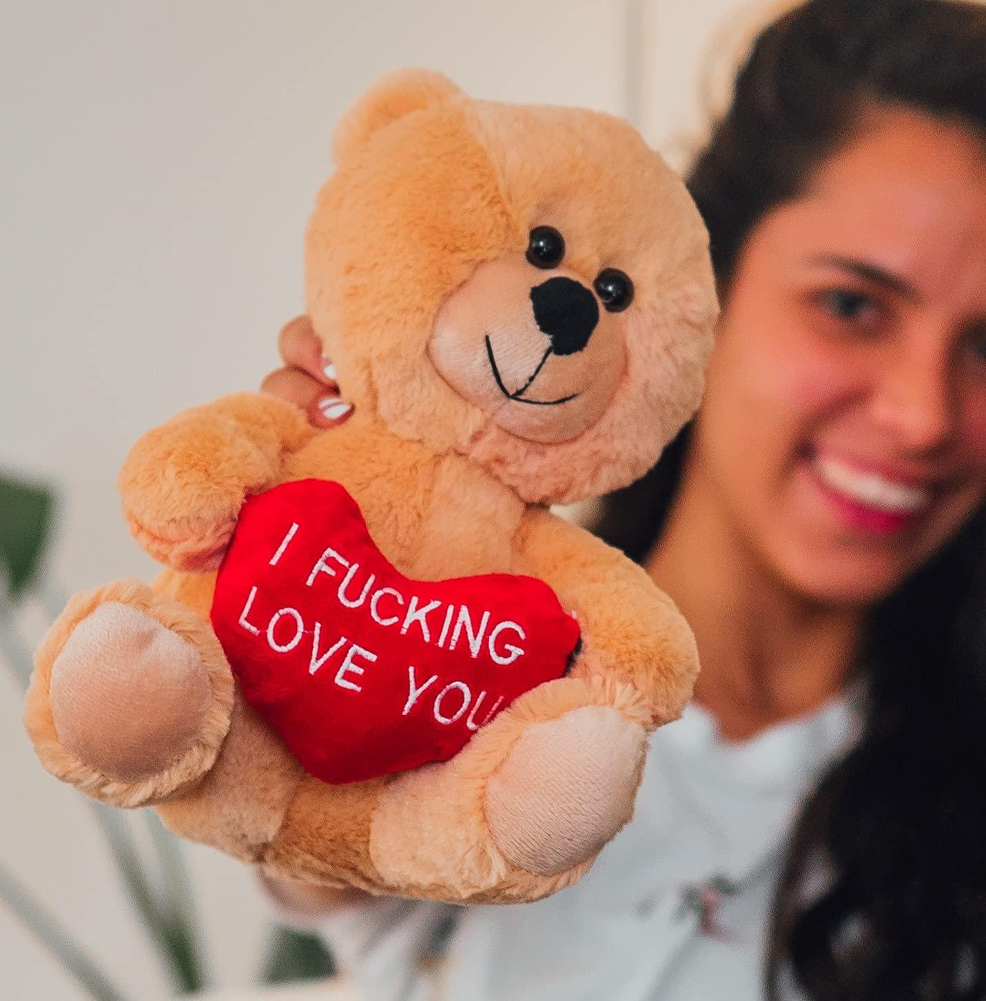 BadBears BadBears Cute Teddy Bear I Effing Love You Teddy Bear for Girlfriend and Boyfriend Hilarious Valentines Day Teddy Bear for Him and Her 10-inch Tall Funny Stuffed Bear with Bold Message