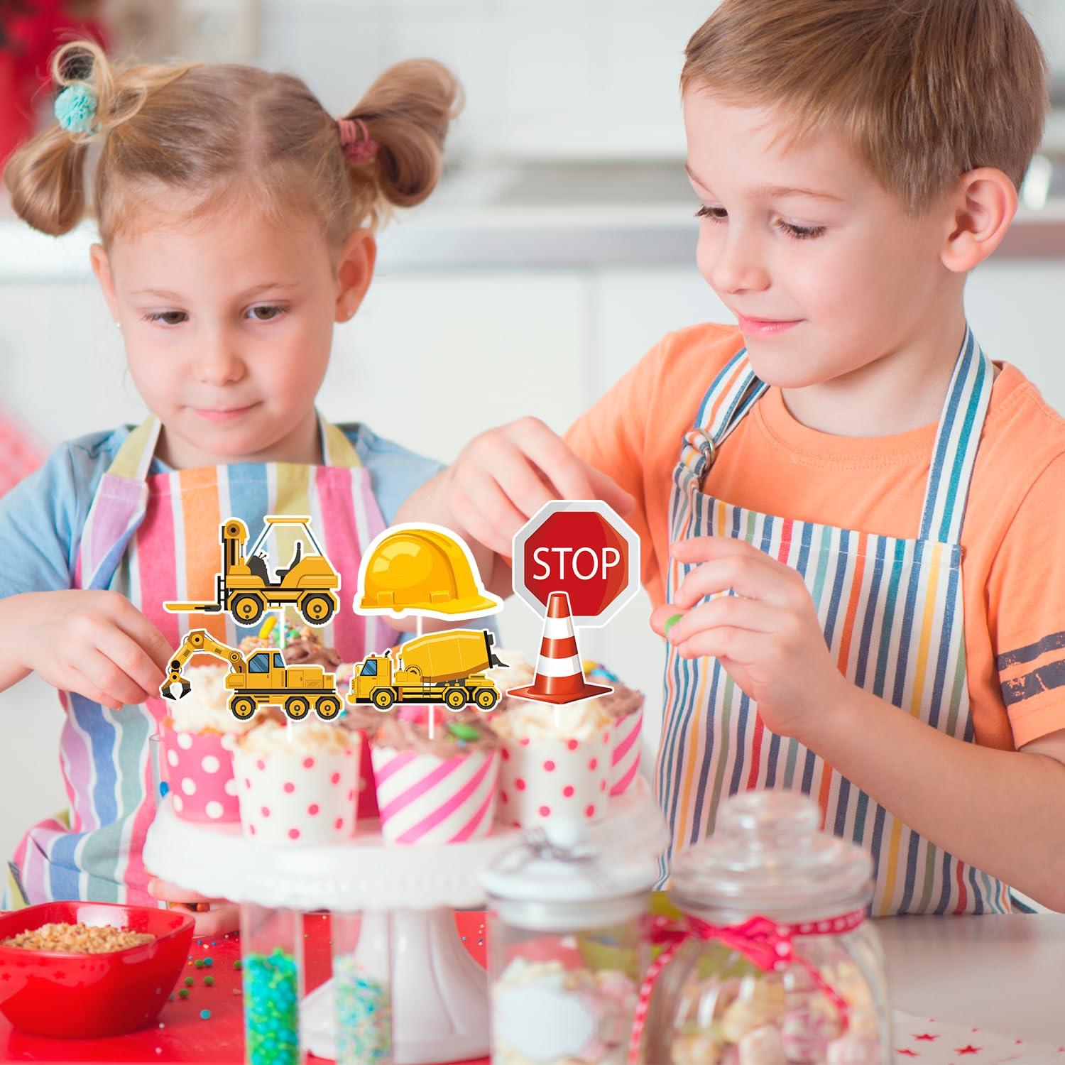 Fruitful Jewelry Construction Cake Topper, 13 Pcs Construction Cake Decorations Set, Construction Birthday Cake Topper, Construction Cupcake Toppers Excavator Cupcake Toppers for Construction Birthday Party Supplies