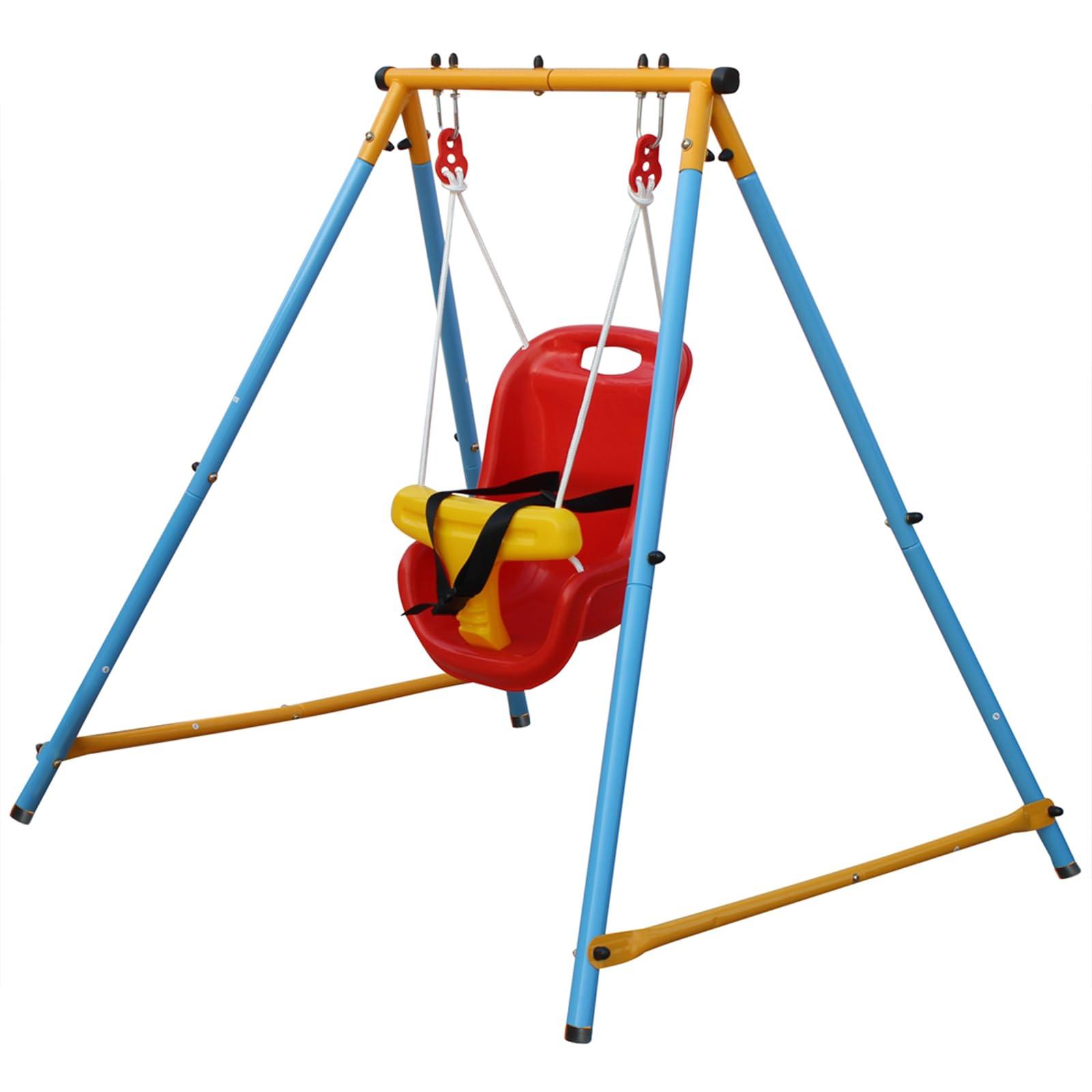 FocusOnHome Baby Swing Outdoor Toddler Swing, Heavy Duty Swing Set for Backyard Indoor/Outdoor Toys for Toddlers 1-3 Years Old with Safety Harness,48" W X 40" D X 44" H