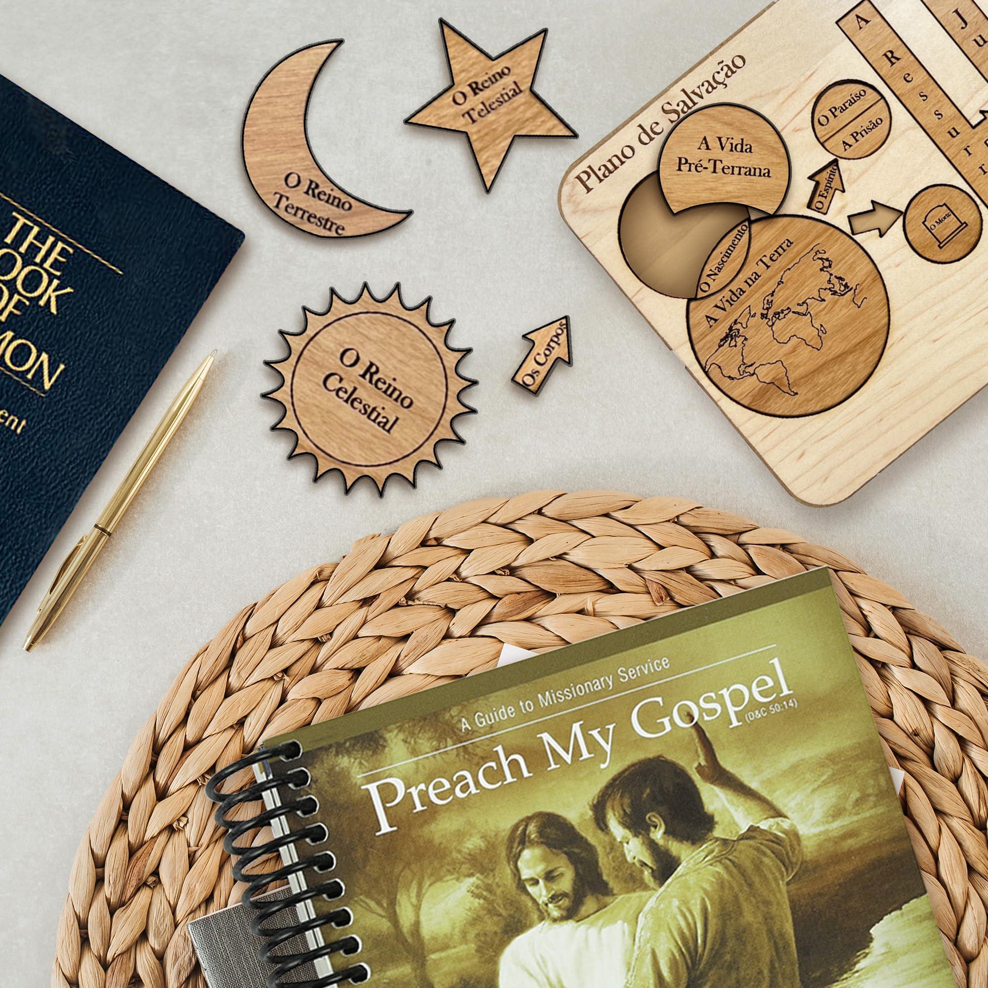 Ricky\'s Laser Engraving Plan of Salvation LDS Wooden Puzzle, Easy Assemble Alder Puzzle Pieces, Fits in Scriptures, Religious Puzzles for Teaching Ideal Wood Puzzle for Adults and Kids LDS Gifts (Portuguese)